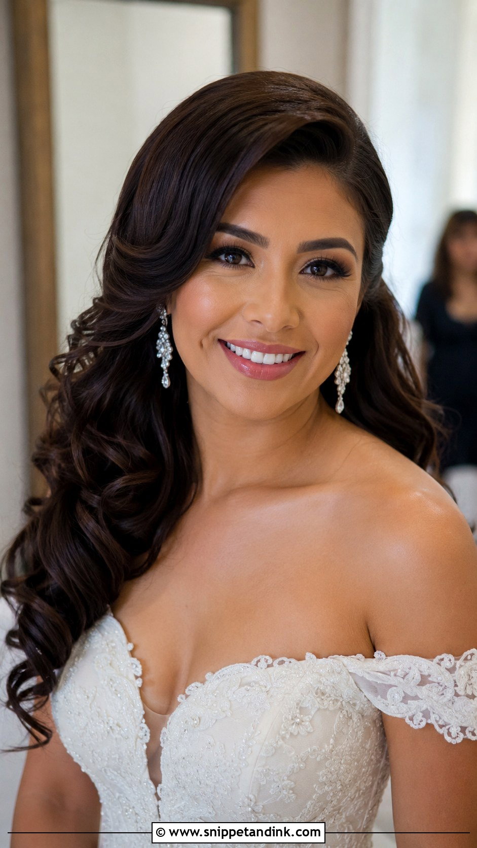 Front Wedding Hairstyle With Side Swept Curls - Snippet and Ink - 20 Front Wedding Hairstyles