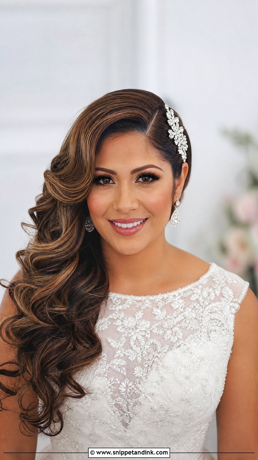 Frontal Bridal Side Swept Curls - Snippet and Ink - 15 Frontal Bridal Hairstyles