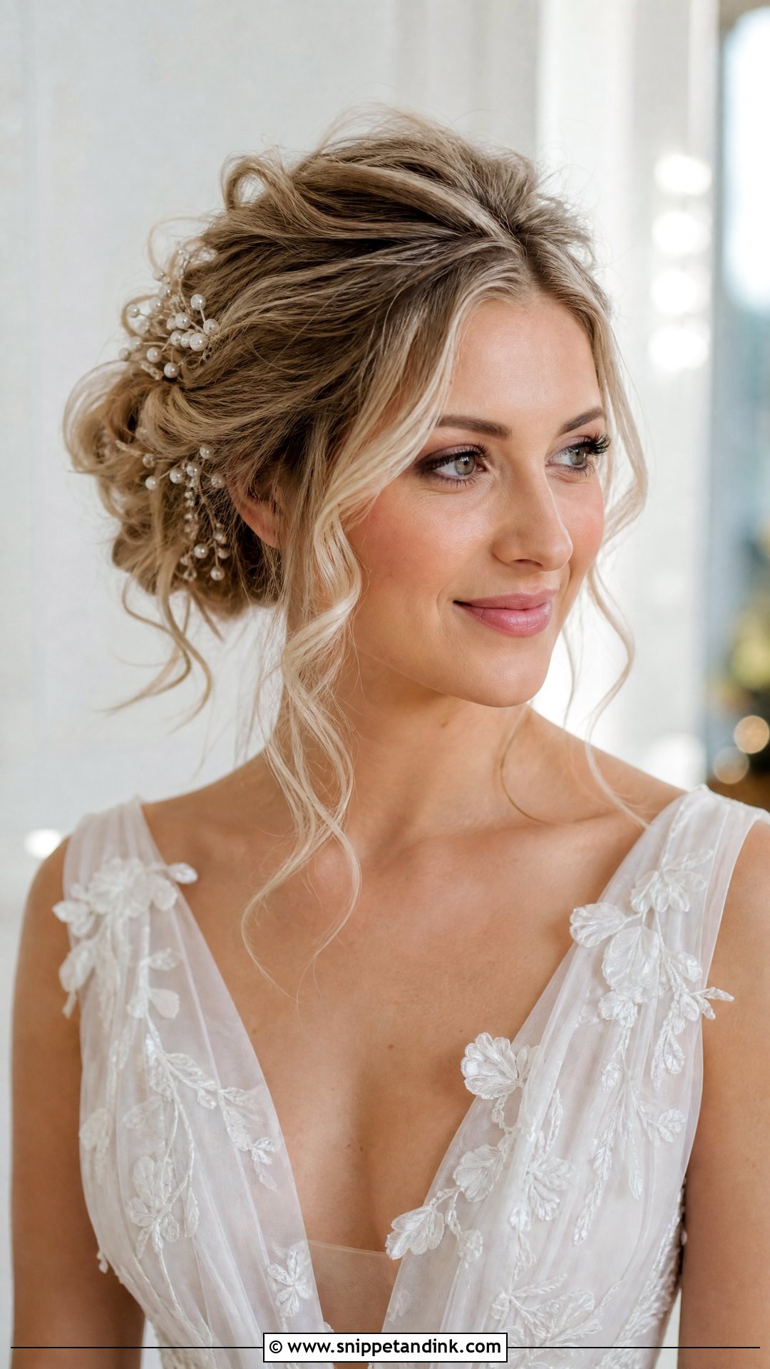 Frontal Wedding Messy Bun With Loose Curls - Snippet and Ink - 15 Frontal Wedding Hairstyles