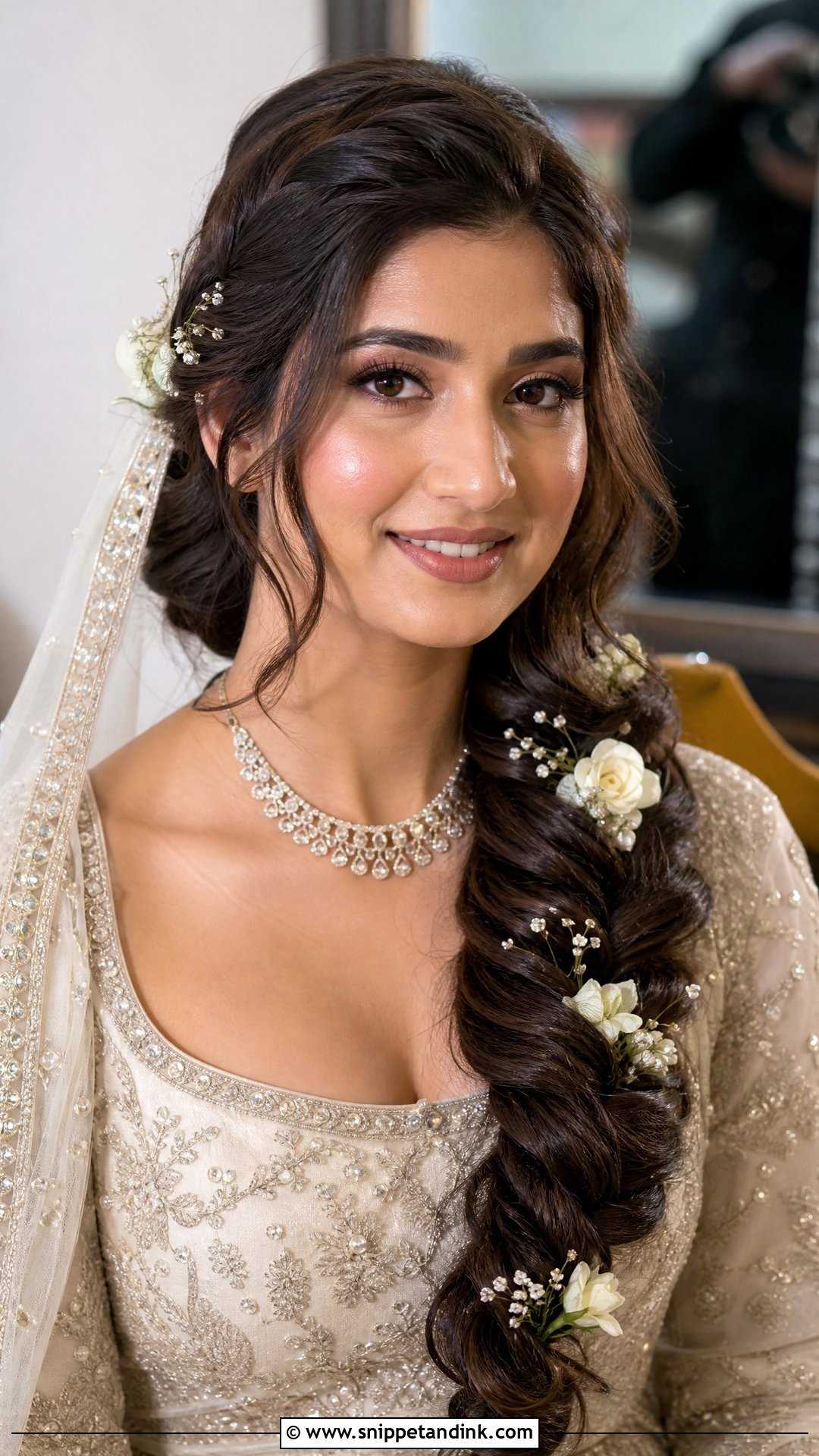 Frontal Wedding Side Braid With Loose Waves - Snippet and Ink - 15 Frontal Wedding Hairstyles