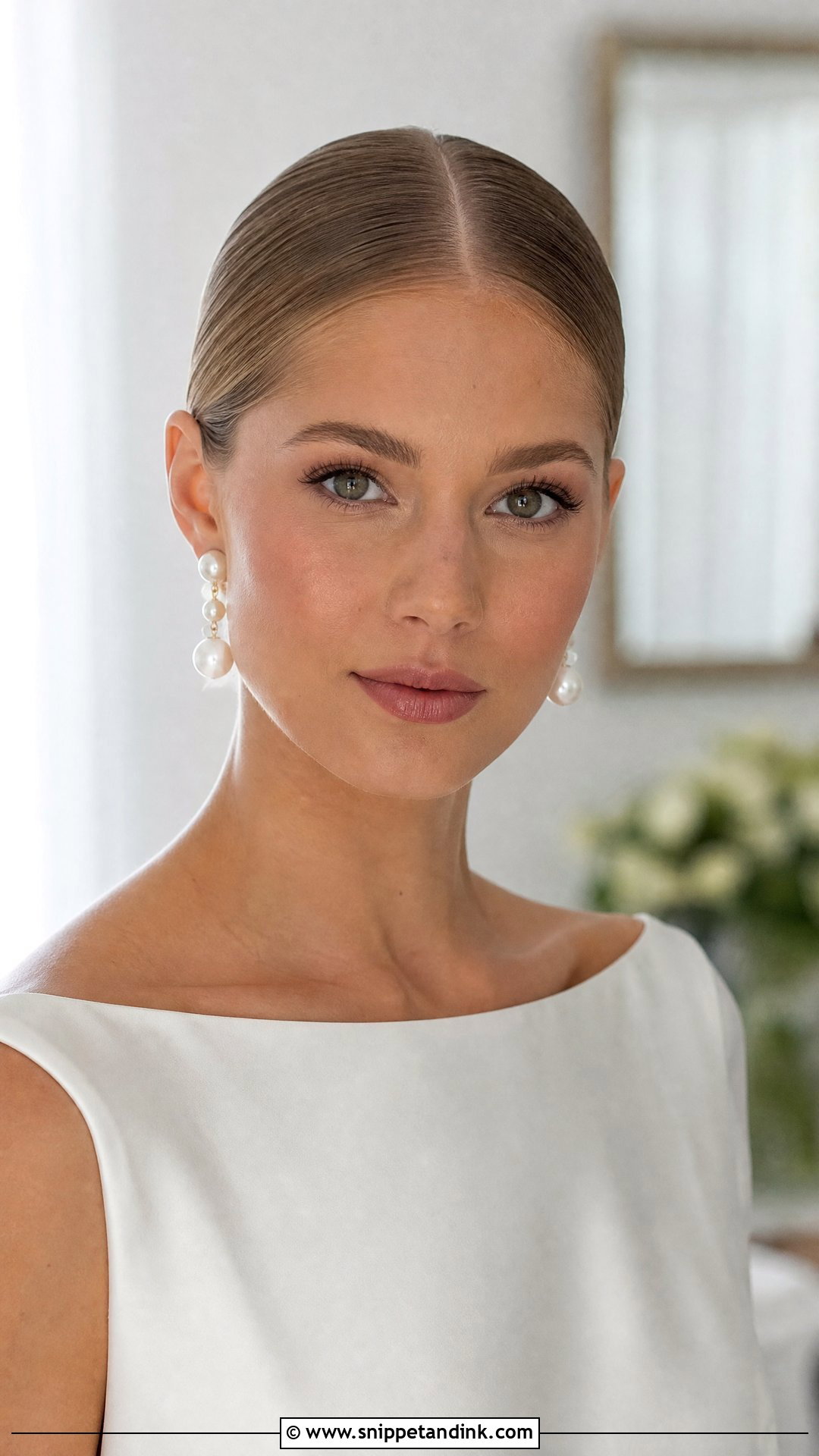 Frontal Wedding Sleek Middle Part Bun - Snippet and Ink - 15 Frontal Wedding Hairstyles
