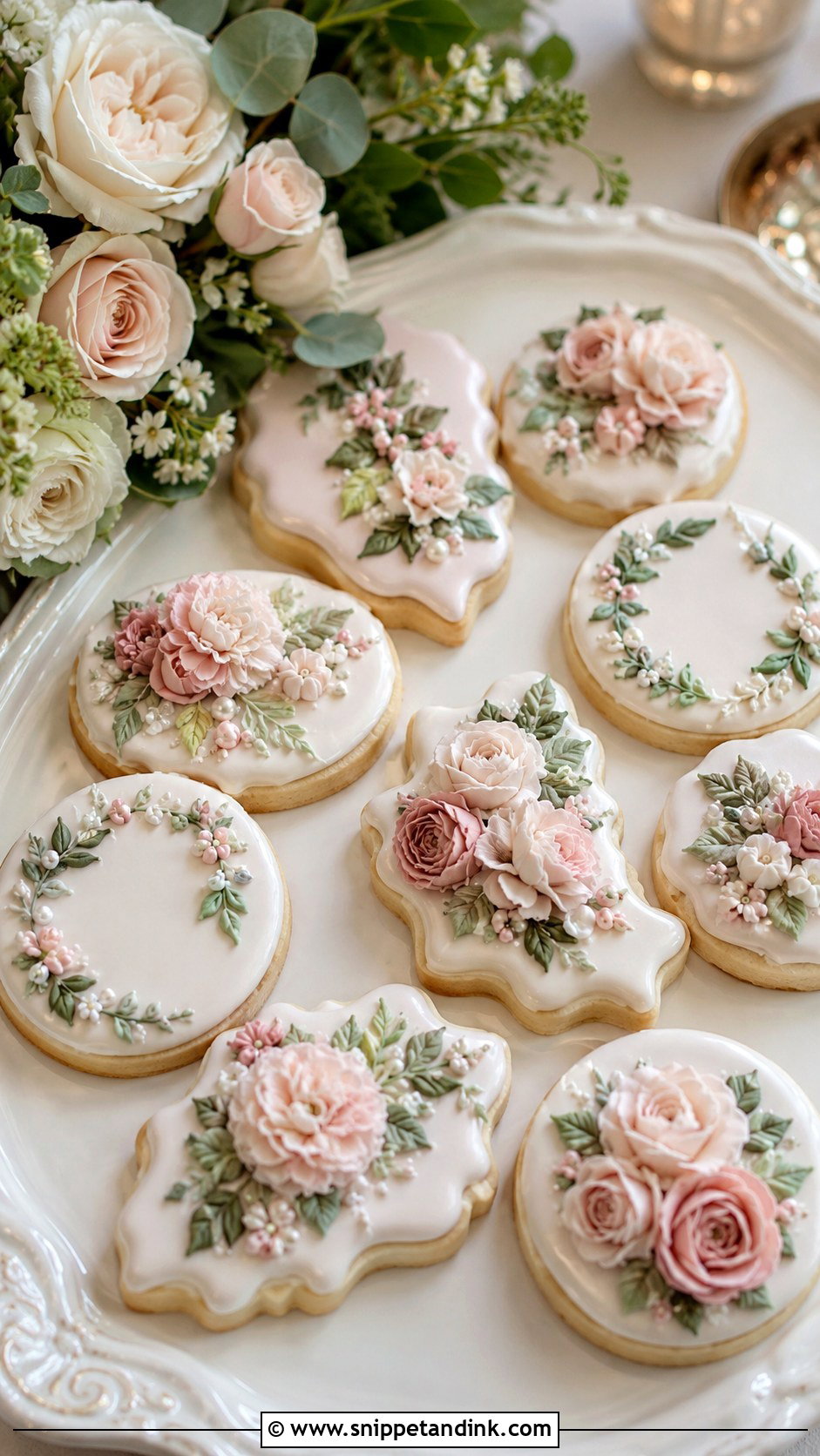 Frosted Floral Wedding Cookies - Snippet and Ink - 25 Frosted Wedding Cookies