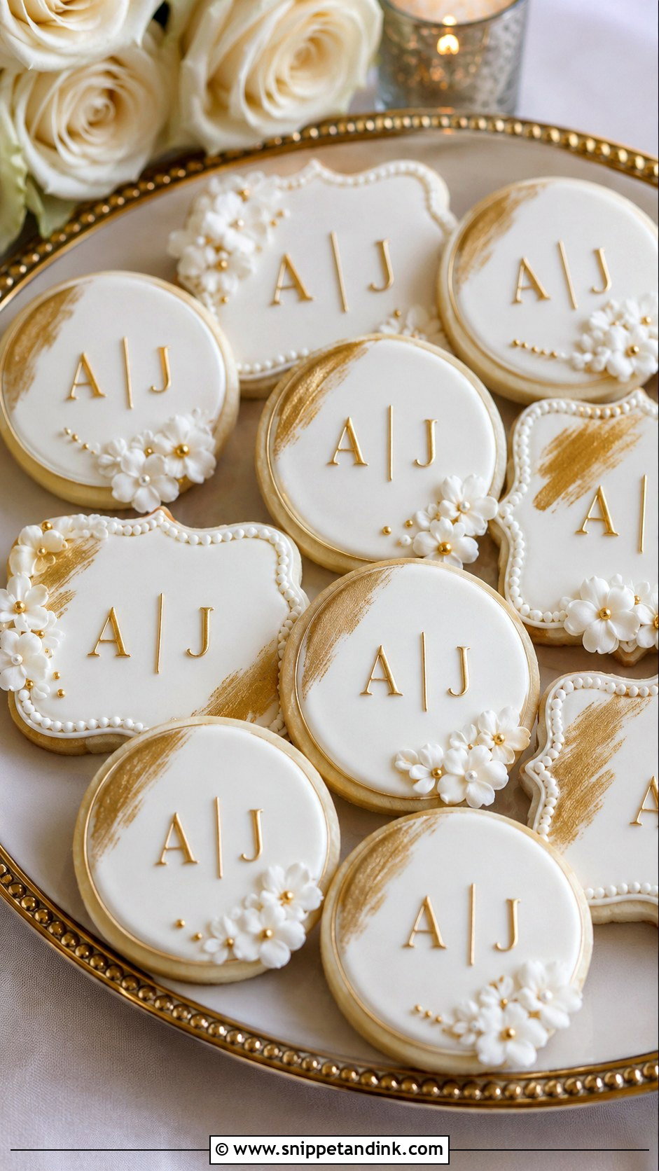Frosted Gold Wedding Cookies - Snippet and Ink - 25 Frosted Wedding Cookies