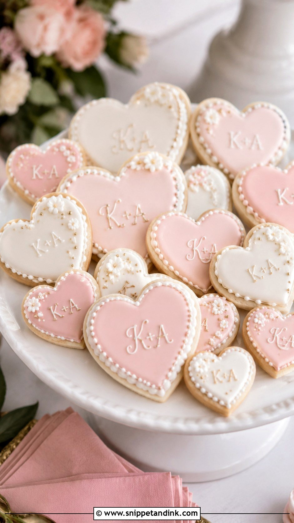 Frosted Heart Wedding Cookies - Snippet and Ink - 25 Frosted Wedding Cookies