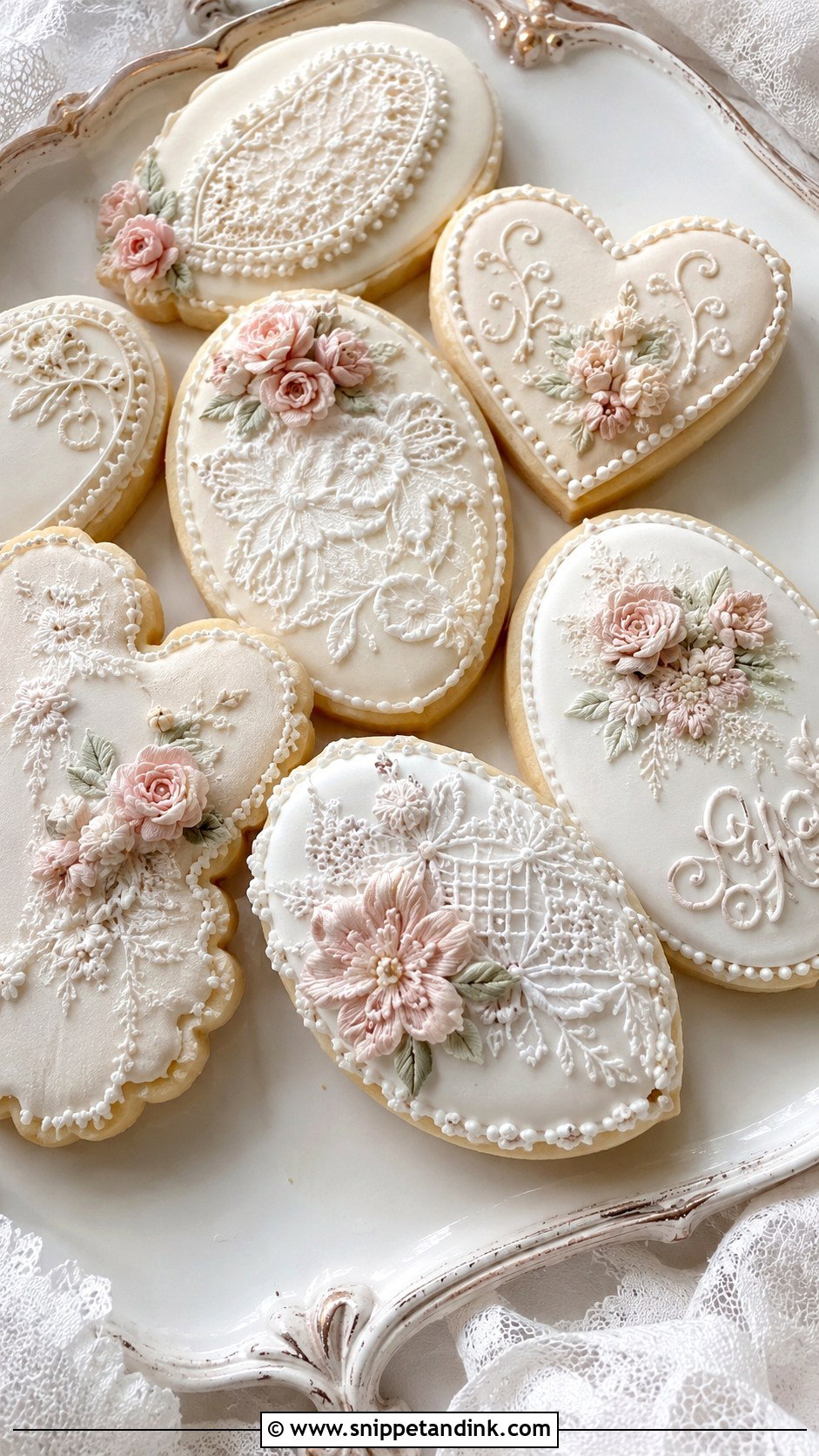 Frosted Lace Wedding Cookies - Snippet and Ink - 25 Frosted Wedding Cookies