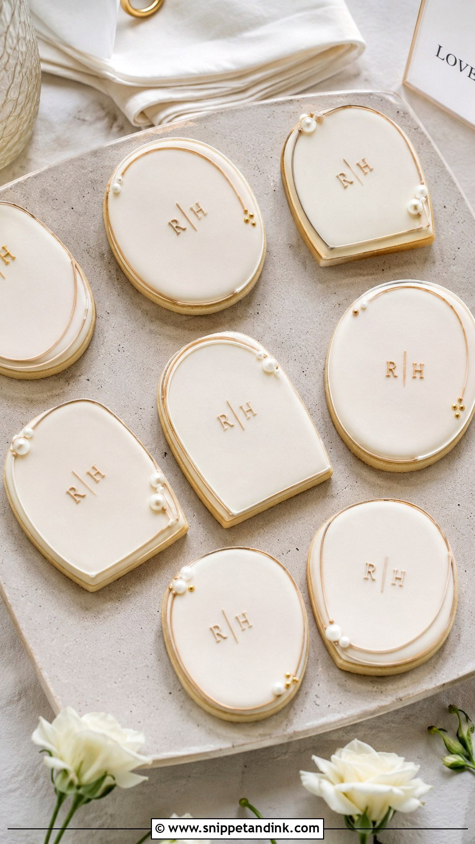 Frosted Minimalist Wedding Cookies - Snippet and Ink - 25 Frosted Wedding Cookies