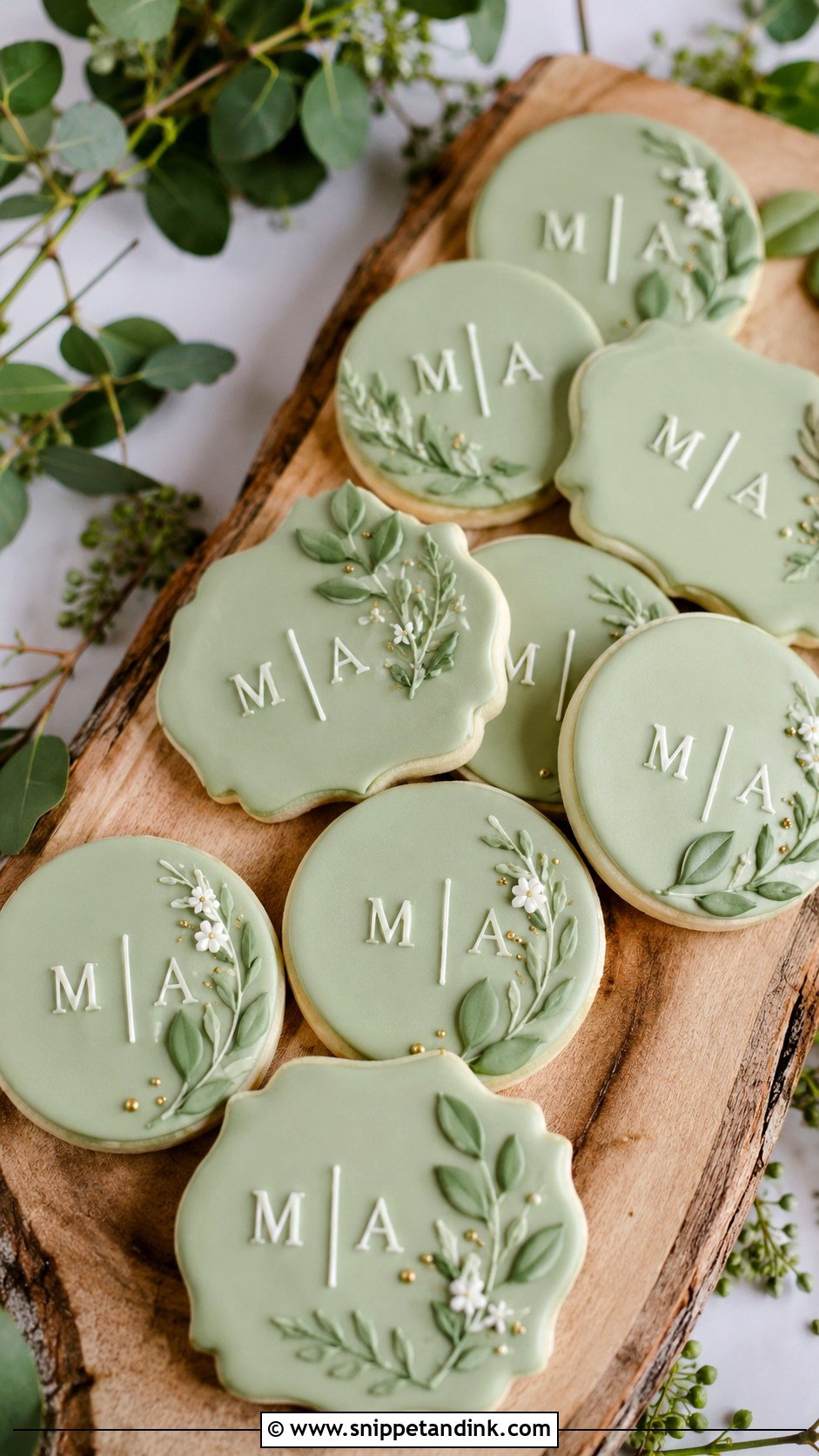 Frosted Sage Green Wedding Cookies - Snippet and Ink - 25 Frosted Wedding Cookies
