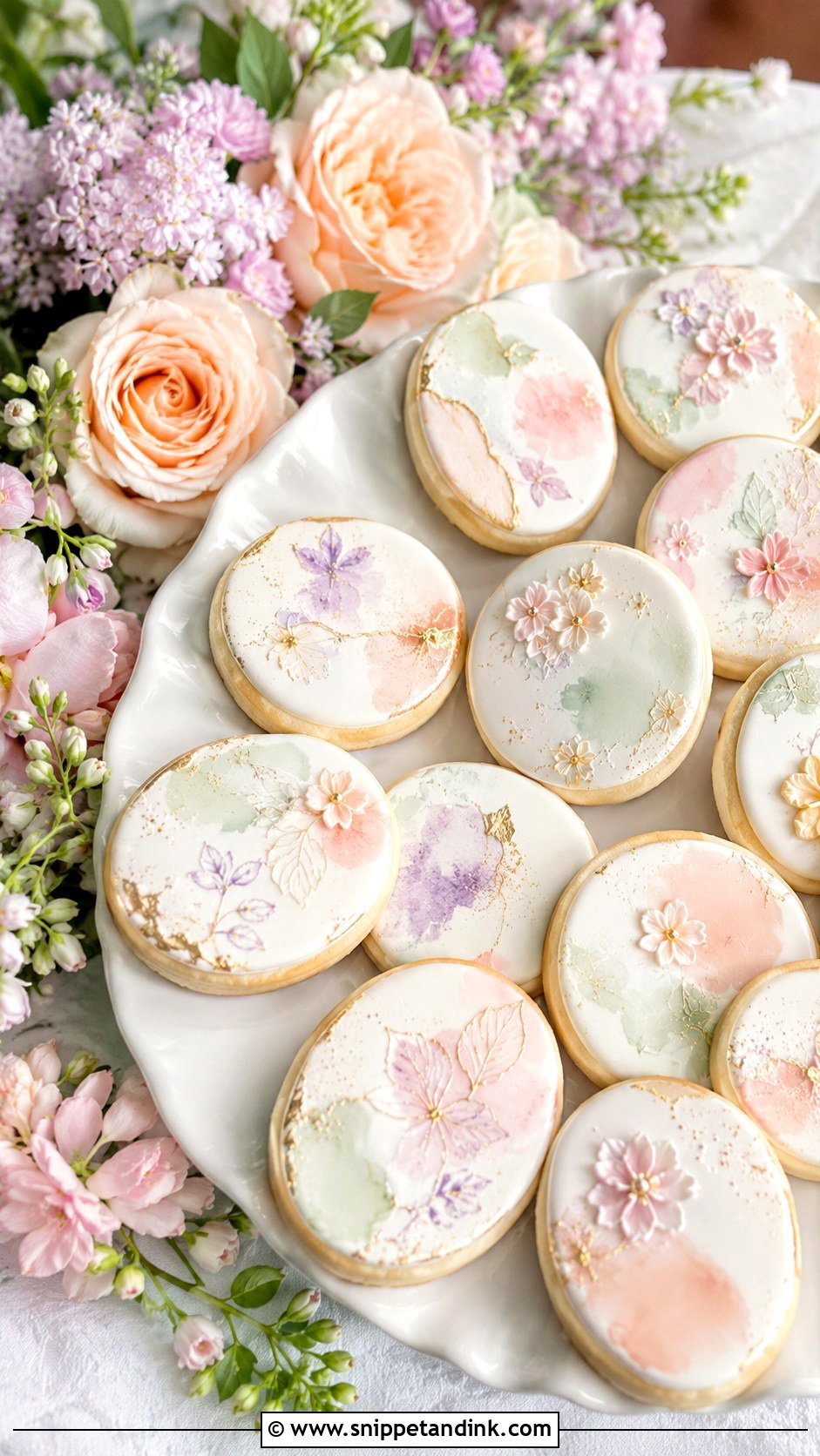 Frosted Watercolor Wedding Cookies - Snippet and Ink - 25 Frosted Wedding Cookies