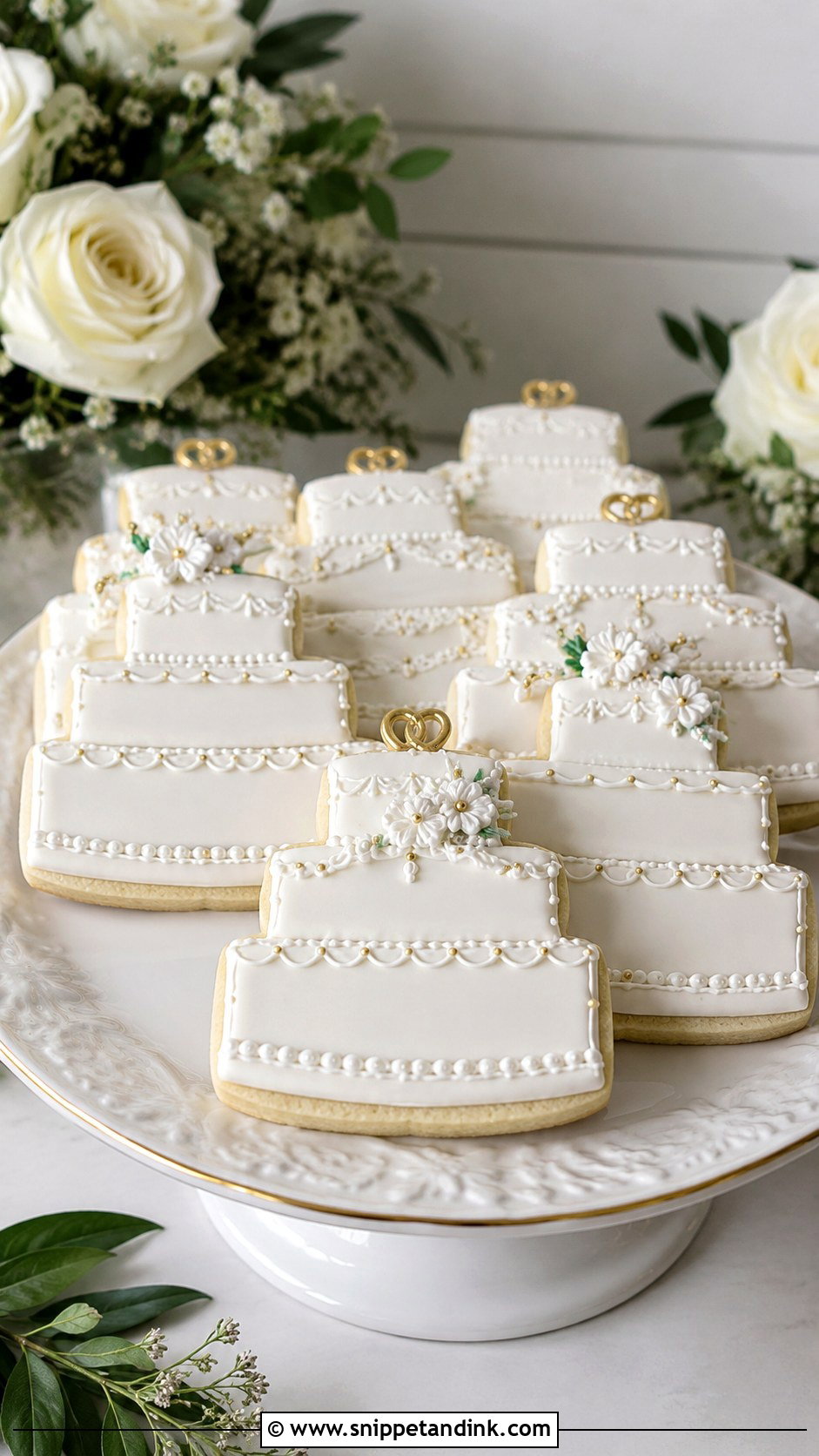 Frosted Wedding Cake Cookies - Snippet and Ink - 25 Frosted Wedding Cookies