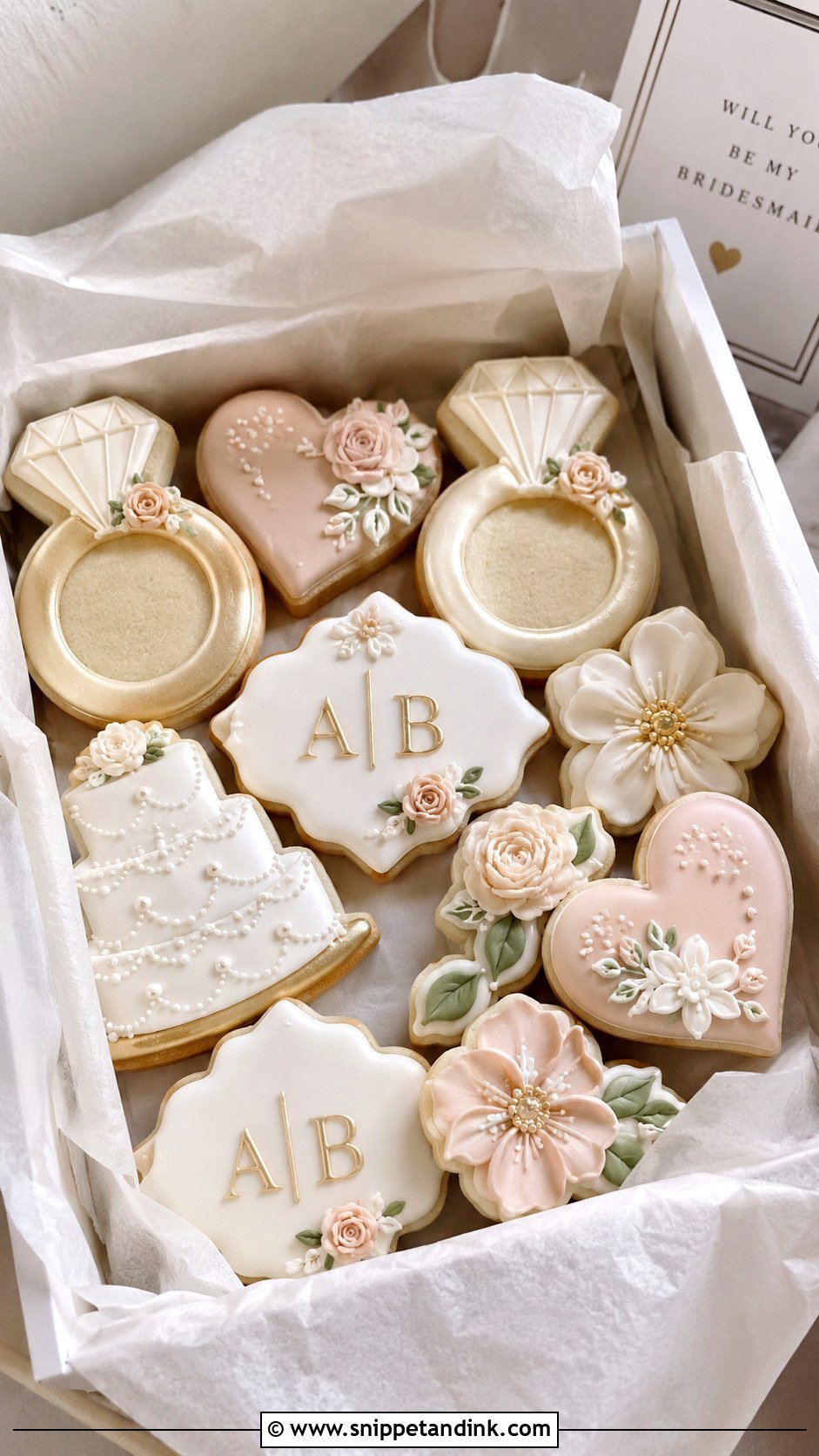 Frosted Wedding Cookie Box - Snippet and Ink - 25 Frosted Wedding Cookies