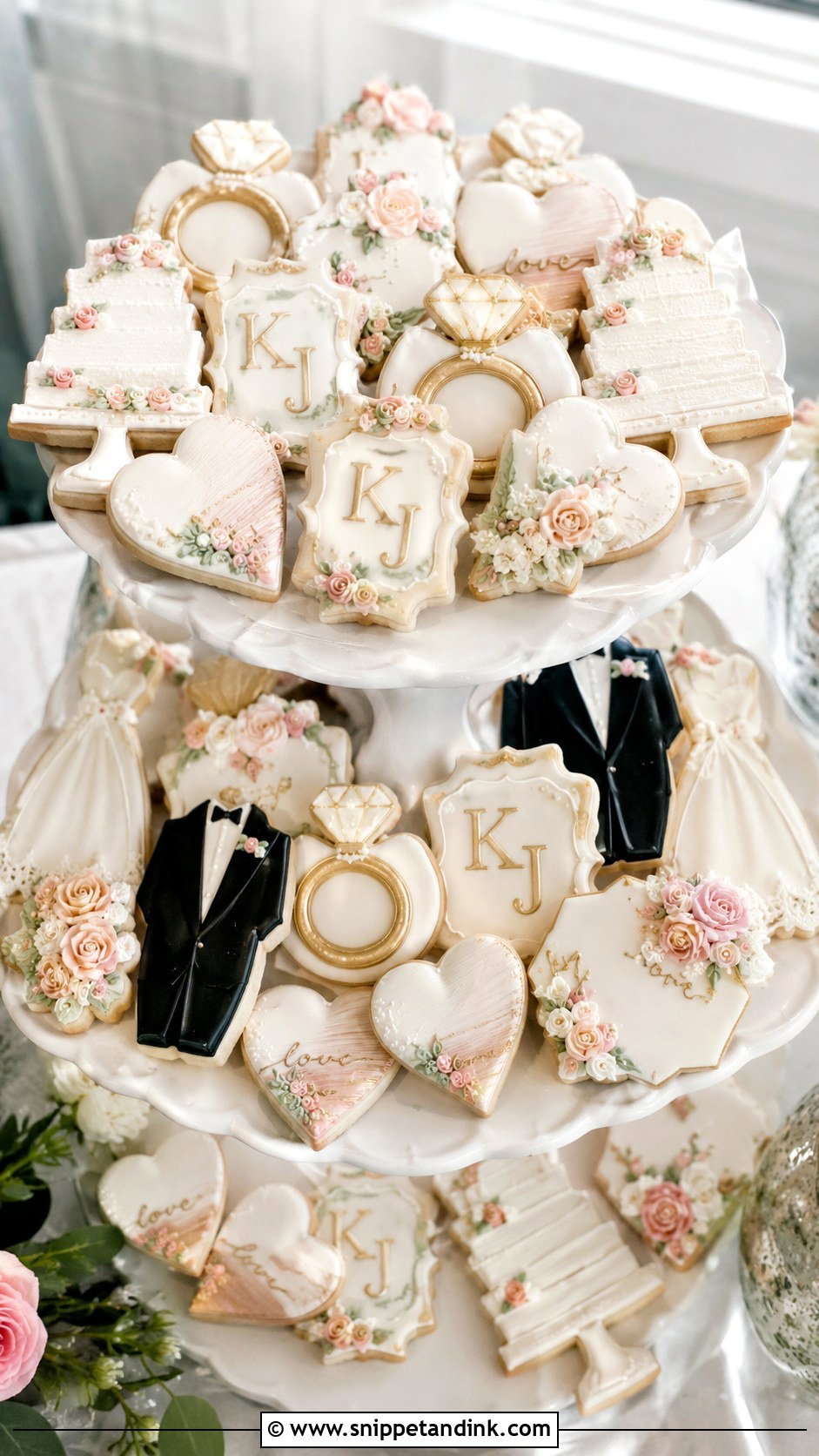 Frosted Wedding Cookie Platter - Snippet and Ink - 25 Frosted Wedding Cookies