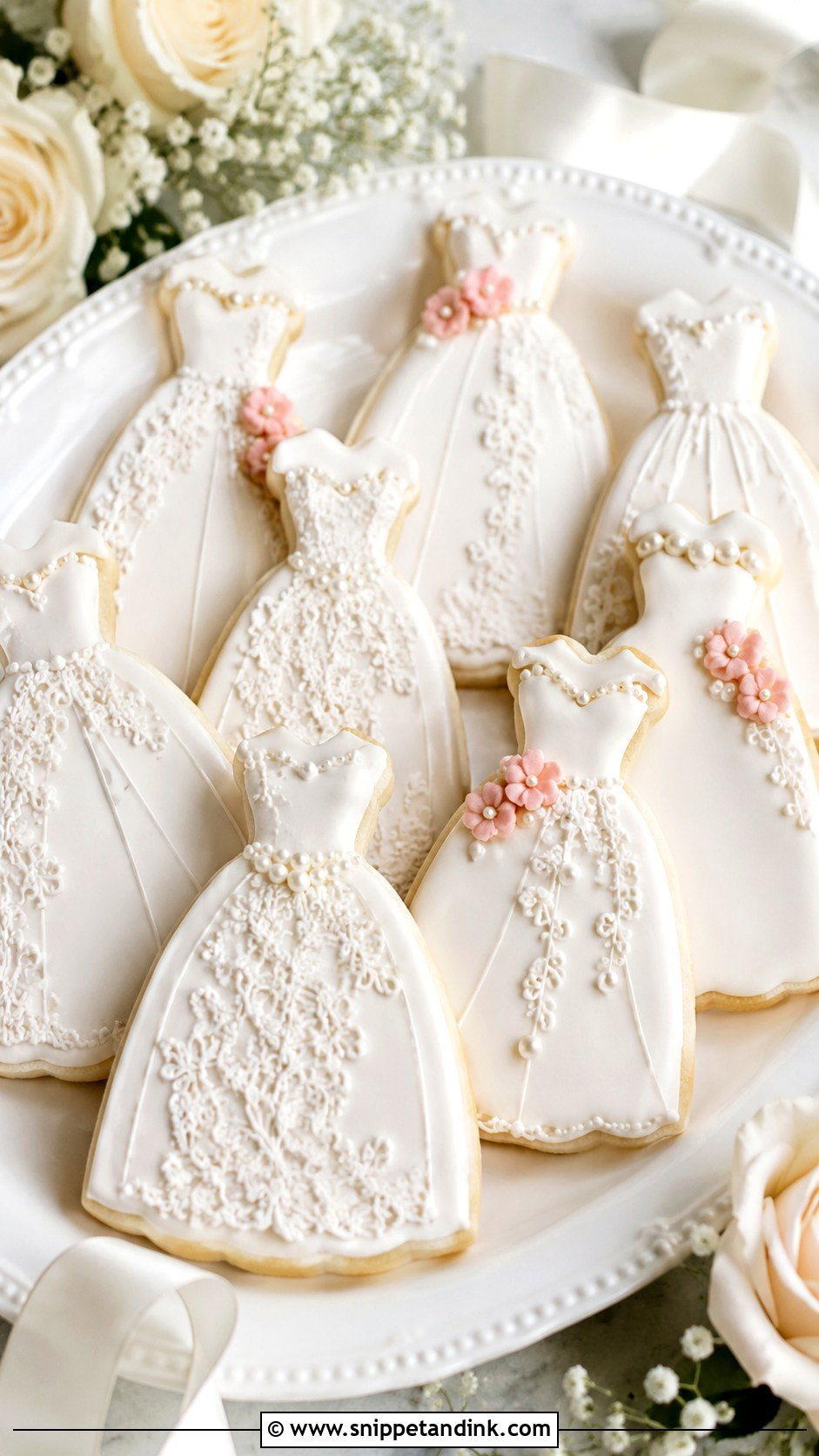 Frosted Wedding Dress Cookies - Snippet and Ink - 25 Frosted Wedding Cookies