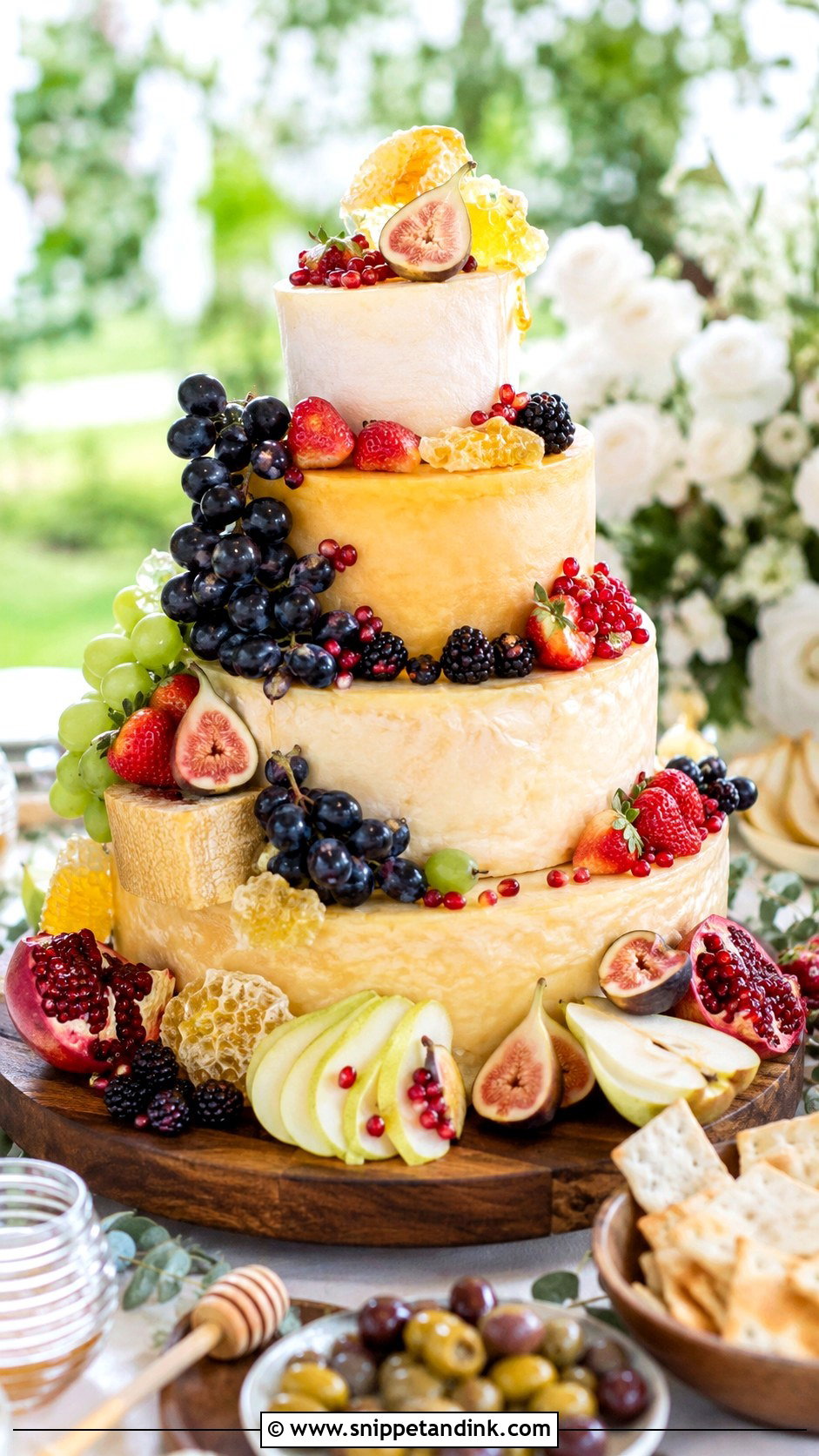 Fruit Cheese Board Wedding Cake - Snippet and Ink - 20 Cheese Board Wedding Cake Ideas