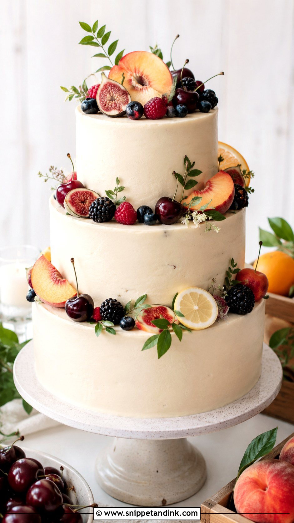 Fruit Topped Summer Wedding Cake - Snippet and Ink - 20 Simple Summer Wedding Cake Ideas