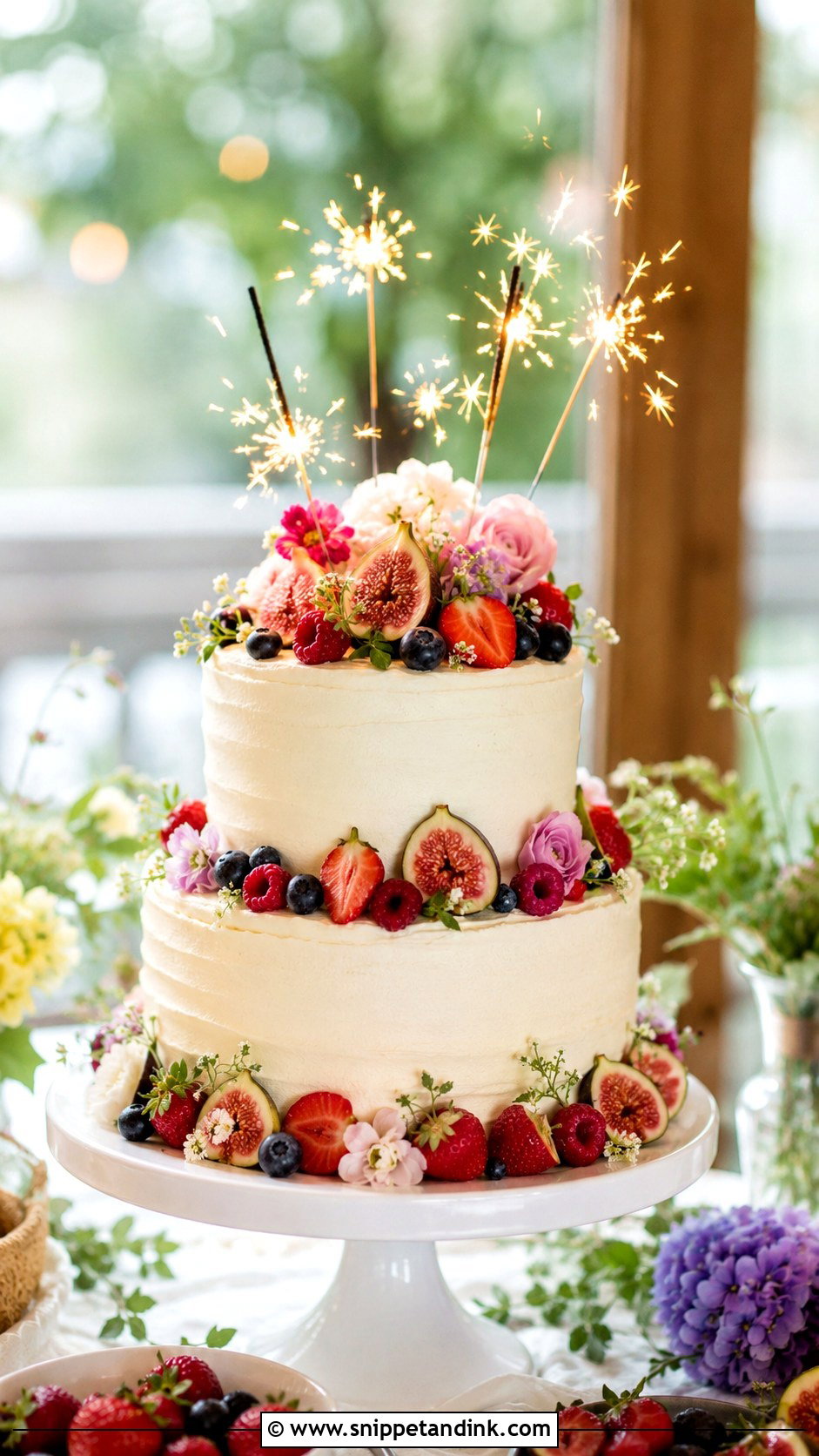 Fruit Wedding Cake With Sparklers - Snippet and Ink - 20 Cake Ideas with Sparklers for Wedding