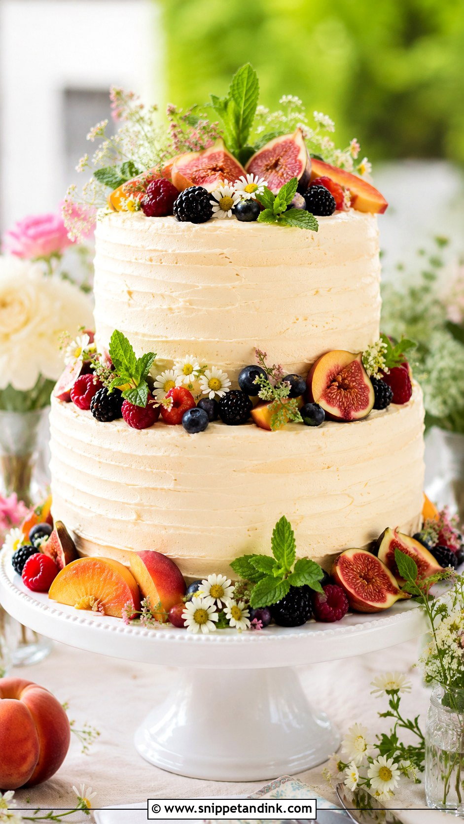 Fruit Wedding Cake on Pedestal - Snippet and Ink - 20 Wedding Cake Ideas on Pedestals