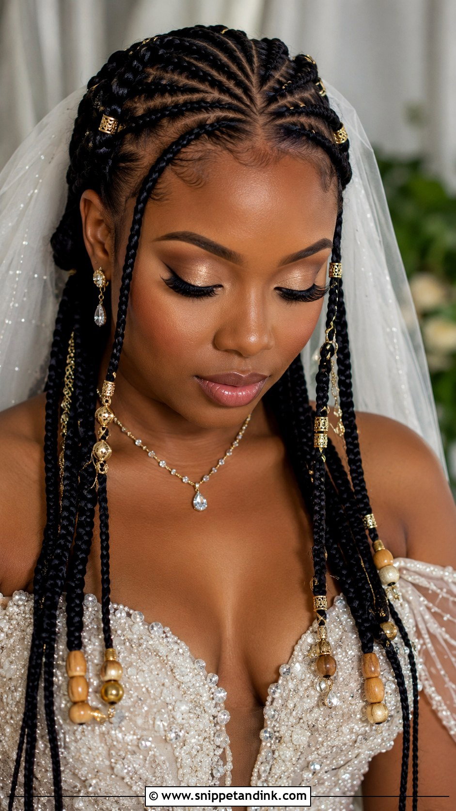 Fulani Braids Wedding Style - Snippet and Ink - 25 Black Hair Wedding Styles