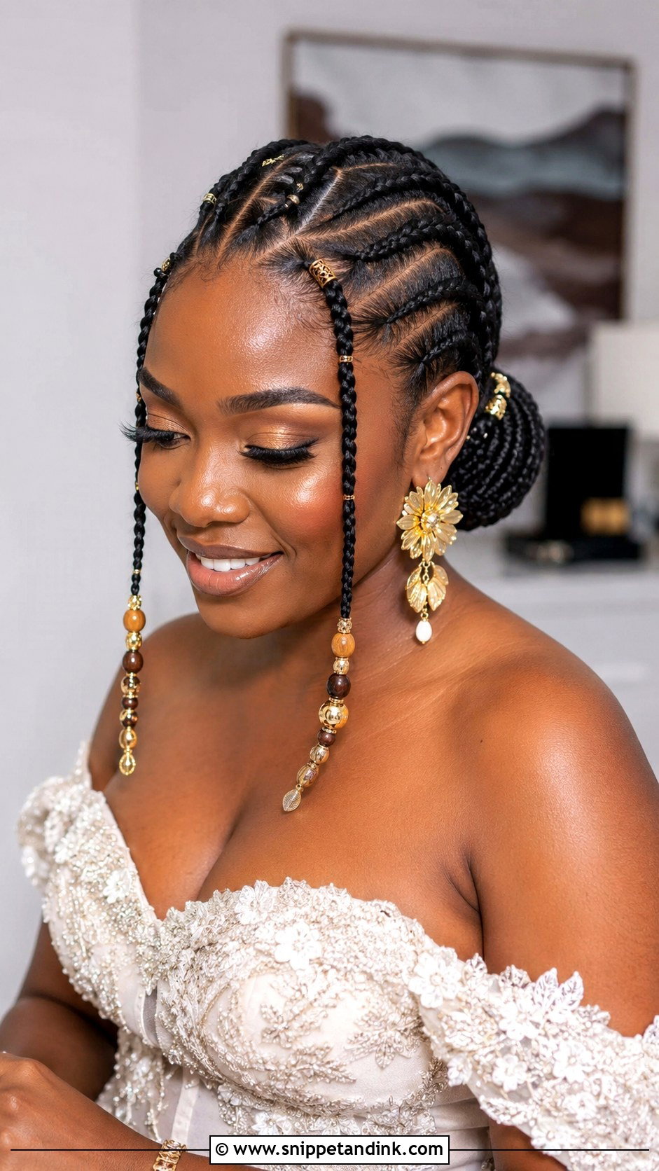 Fulani Braids Wedding Updo - Snippet and Ink - 20 Natural Hair Wedding Hairstyles