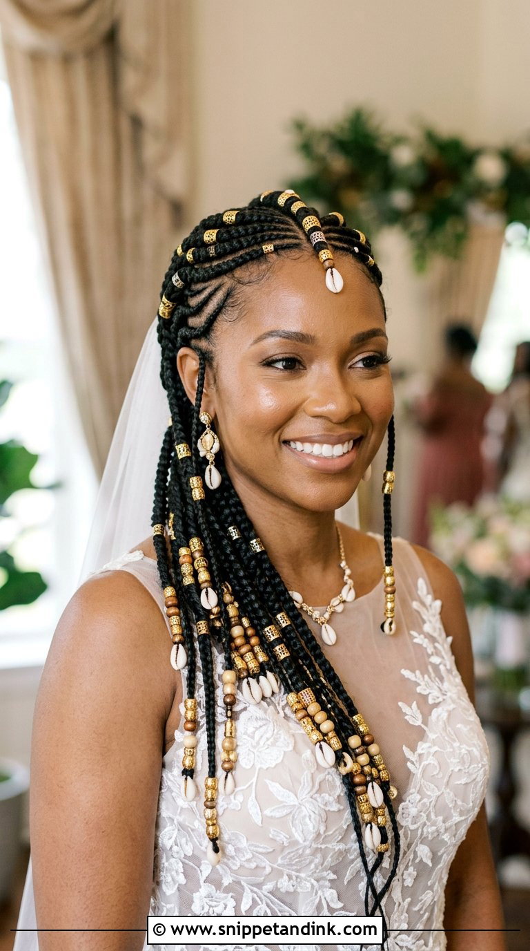 Fulani Braids With Beads - Snippet and Ink - 20 Black Wedding Hair Ideas