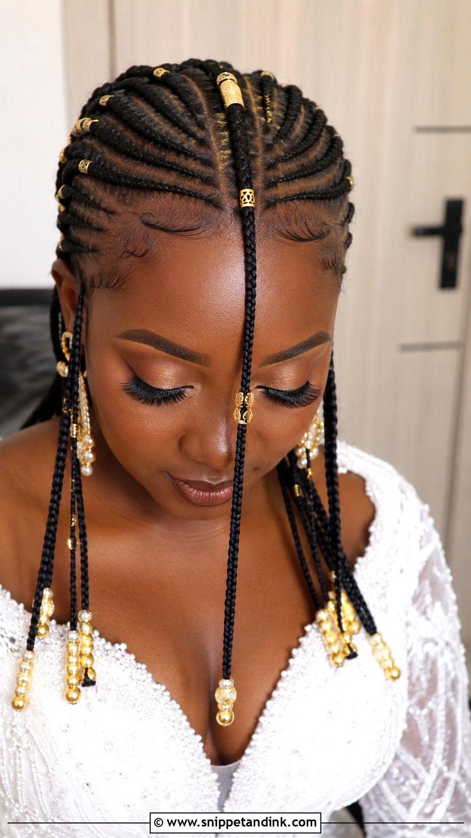 Fulani Braids With Gold Beads - Snippet and Ink - 20 African Bride Hairstyles
