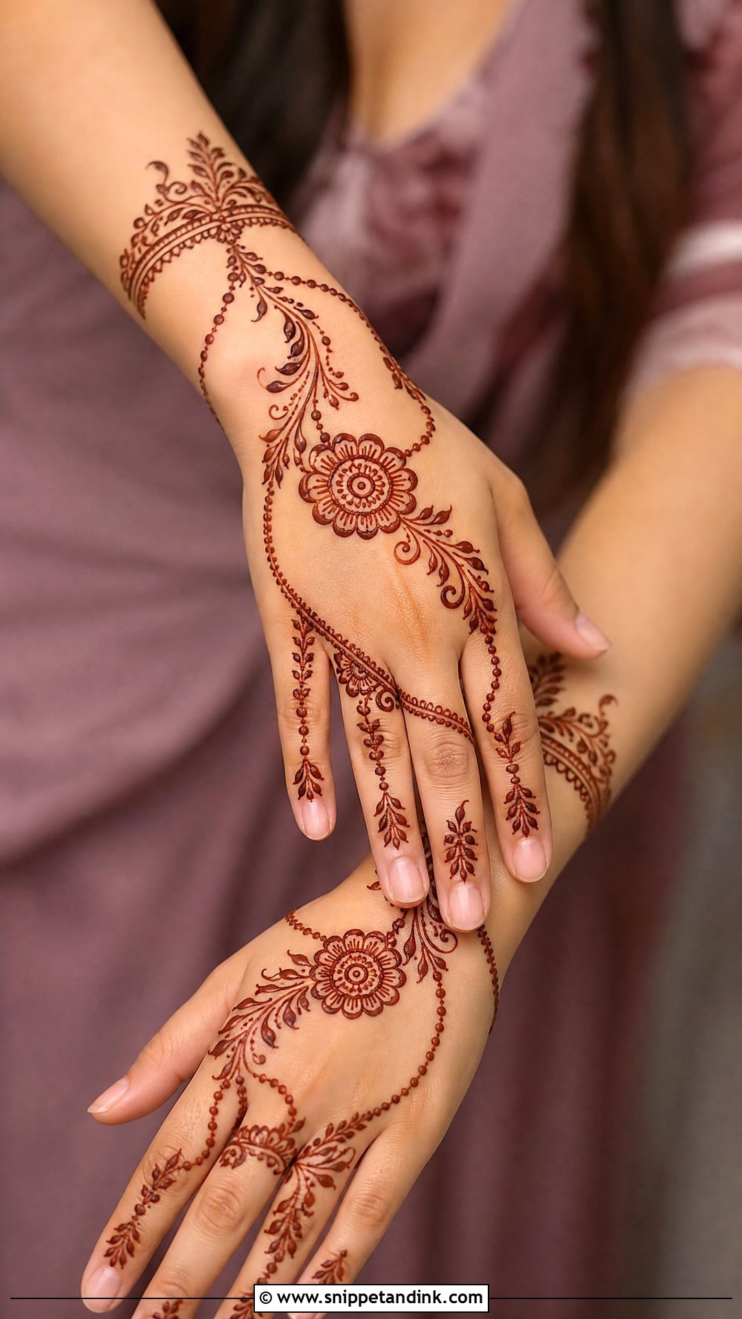 Full Arabic Chain Back Hand Mehndi Design - Snippet and Ink - 20 Full Arabian Back Hand Mehndi Design Ideas