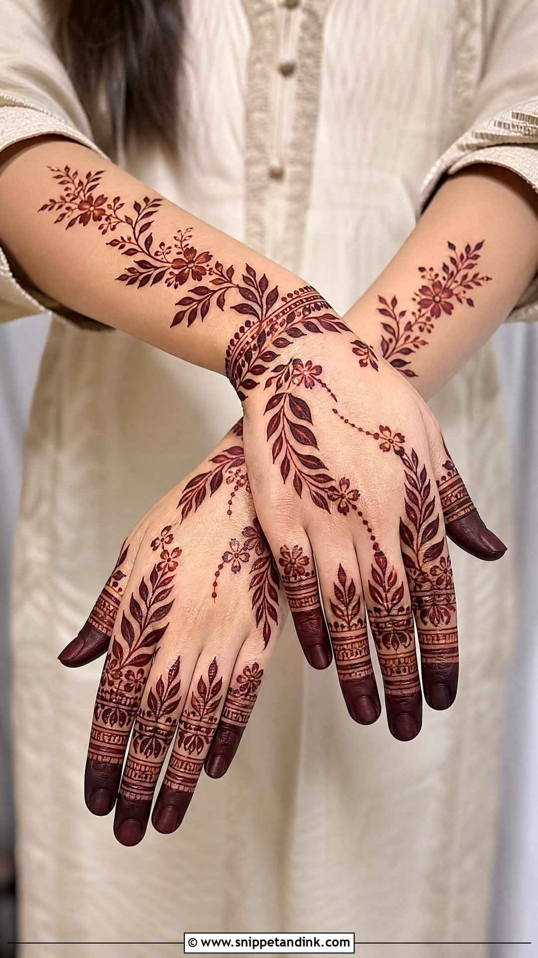 Full Arabic Finger Heavy Back Hand Mehndi Design - Snippet and Ink - 20 Full Arabian Back Hand Mehndi Design Ideas