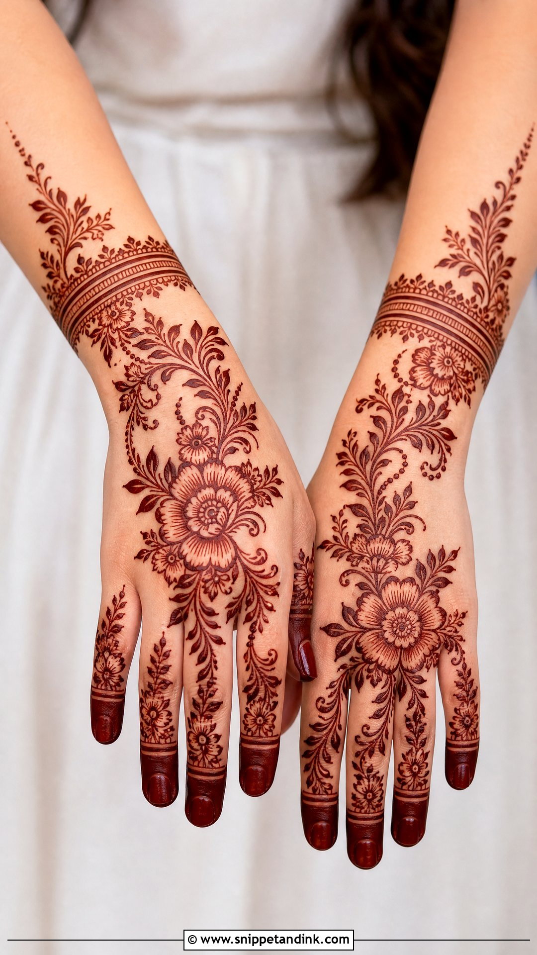 Full Arabic Floral Back Hand Mehndi Design - Snippet and Ink - 20 Full Arabian Back Hand Mehndi Design Ideas