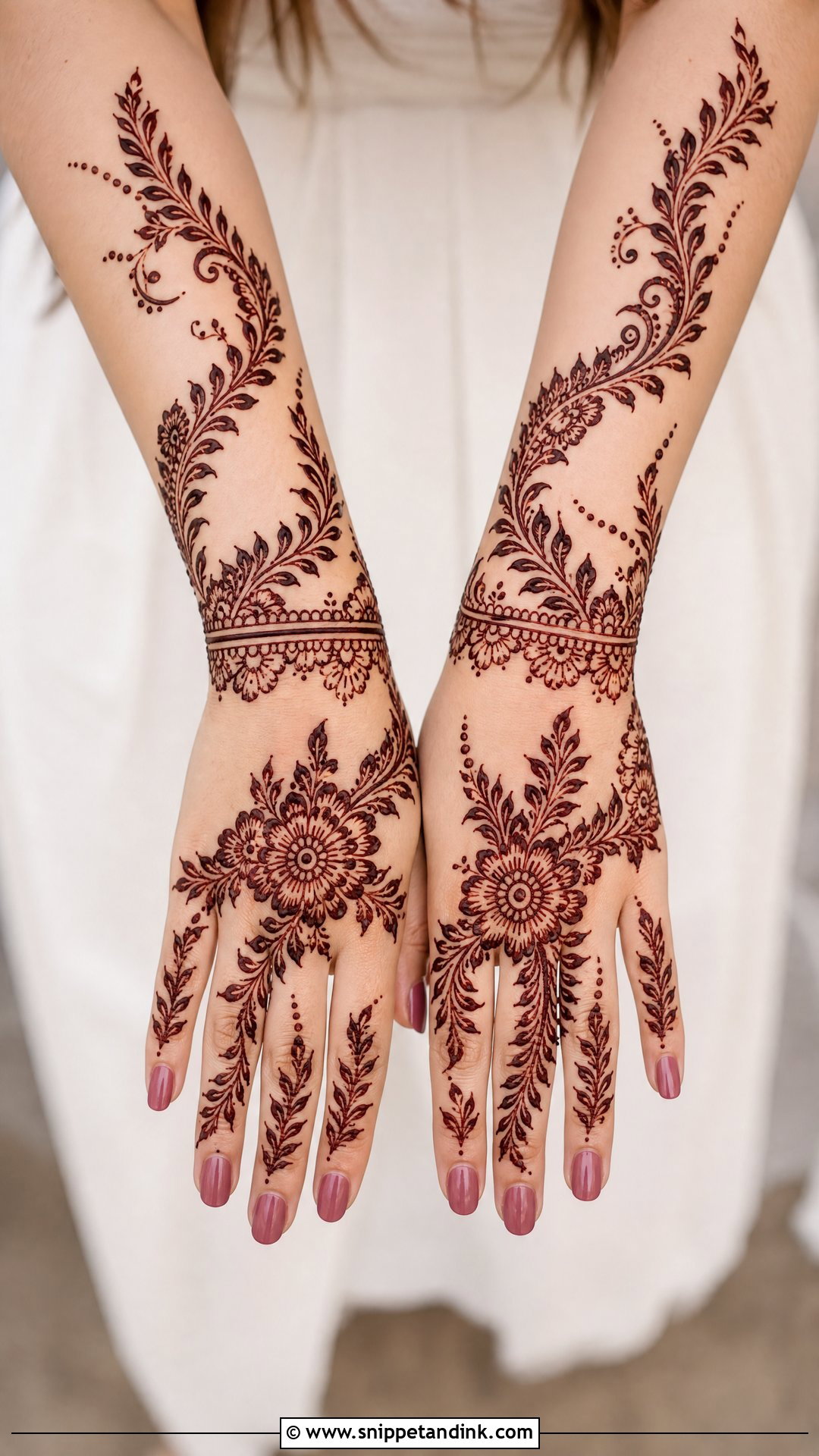 Full Arabic Leafy Back Hand Mehndi Design - Snippet and Ink - 20 Full Arabian Back Hand Mehndi Design Ideas