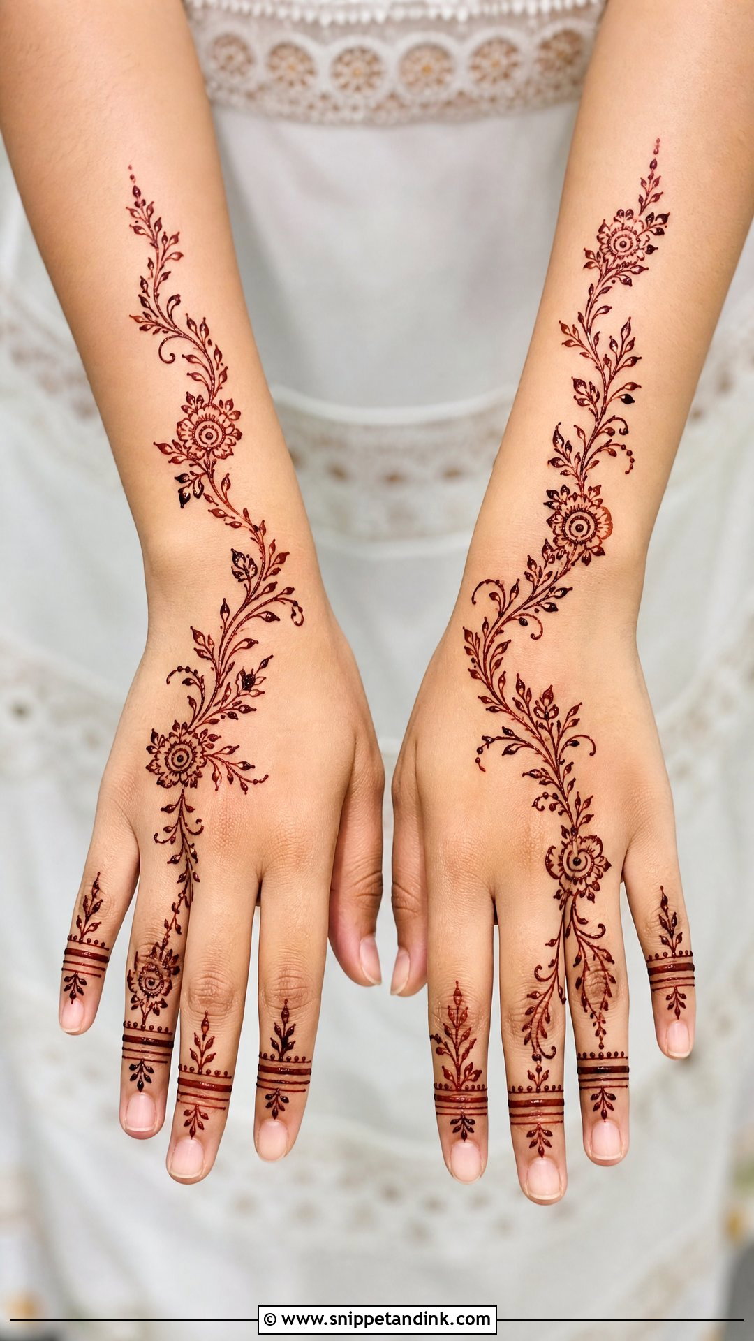 Full Arabic Minimal Back Hand Mehndi Design - Snippet and Ink - 20 Full Arabian Back Hand Mehndi Design Ideas