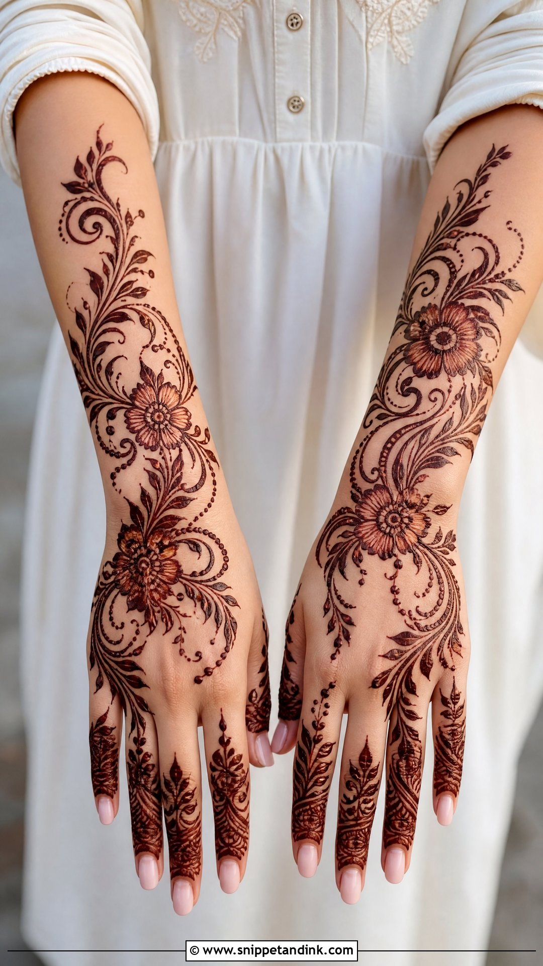 Full Arabic Modern Back Hand Mehndi Design - Snippet and Ink - 20 Full Arabian Back Hand Mehndi Design Ideas