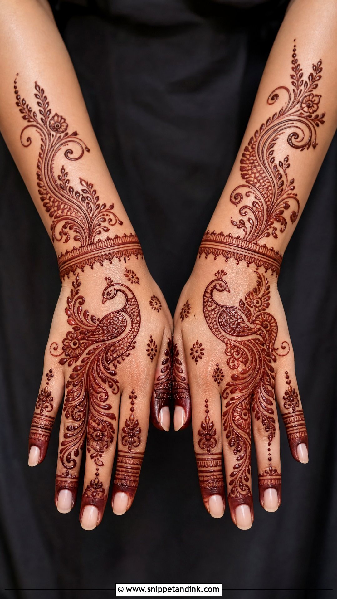 Full Arabic Peacock Back Hand Mehndi Design - Snippet and Ink - 20 Full Arabian Back Hand Mehndi Design Ideas