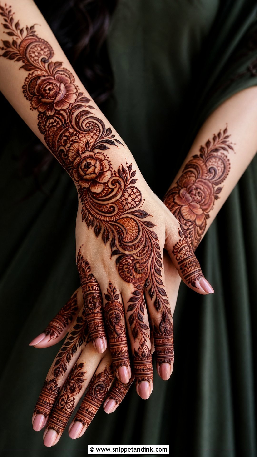Full Arabic Shaded Back Hand Mehndi Design - Snippet and Ink - 20 Full Arabian Back Hand Mehndi Design Ideas