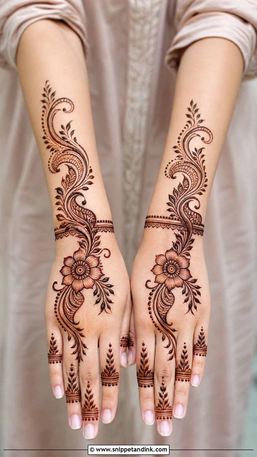 Full Arabic Simple Back Hand Mehndi Design - Snippet and Ink - 20 Full Arabian Back Hand Mehndi Design Ideas