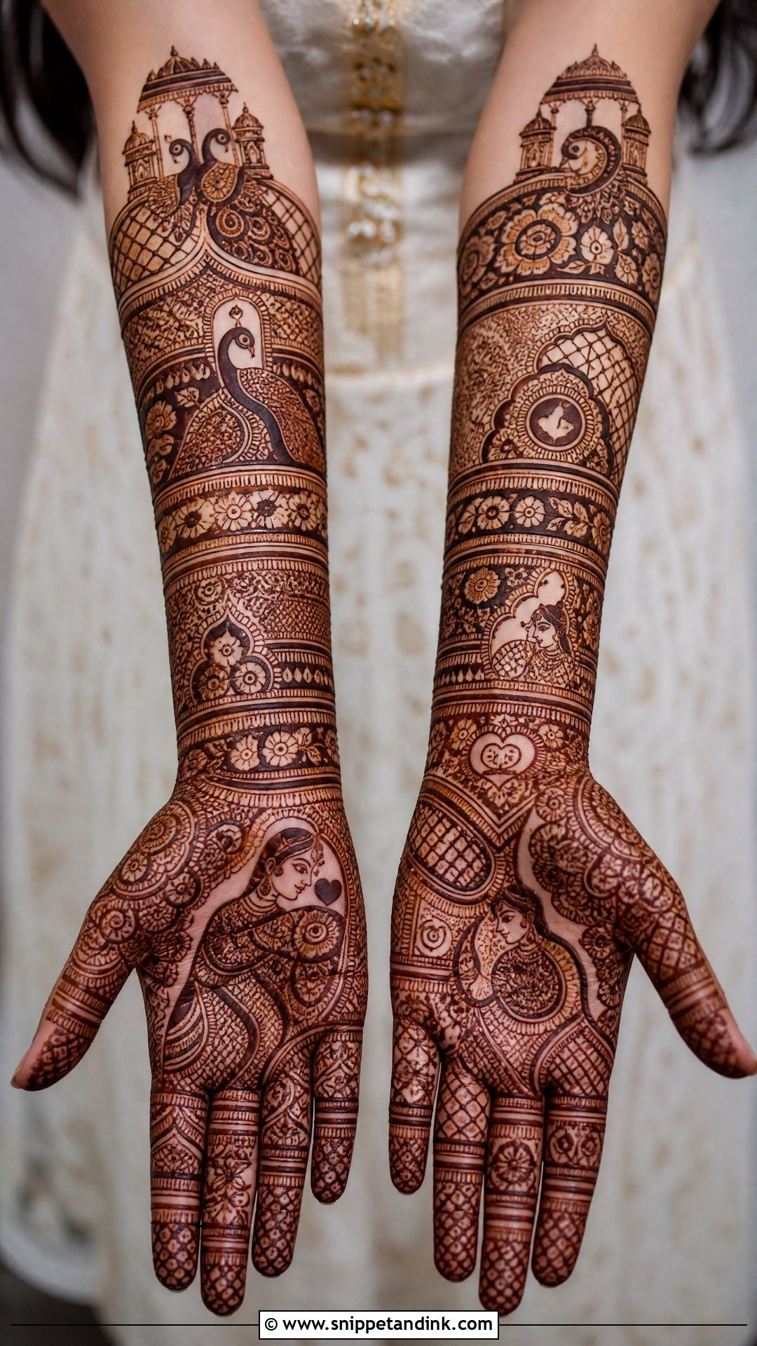Full Arm Bridal Mehndi Design - Snippet and Ink - 30 Bride Mehndi Designs