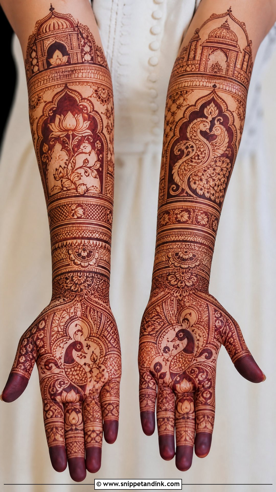 Full Arm Bridal Wedding Henna Design - Snippet and Ink - 30 Wedding Henna Designs