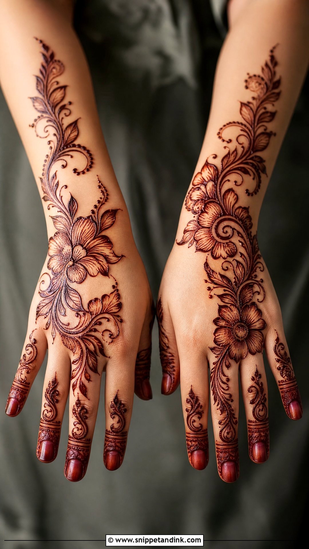 Full Back Hand Arabic Mehndi Design - Snippet and Ink - 30 Full Back Hand Mehndi Designs