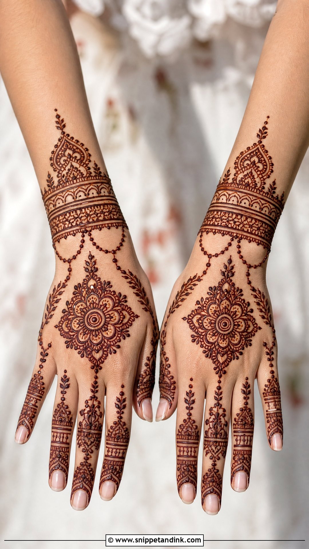 Full Back Hand Bracelet Mehndi Design - Snippet and Ink - 30 Full Back Hand Mehndi Designs