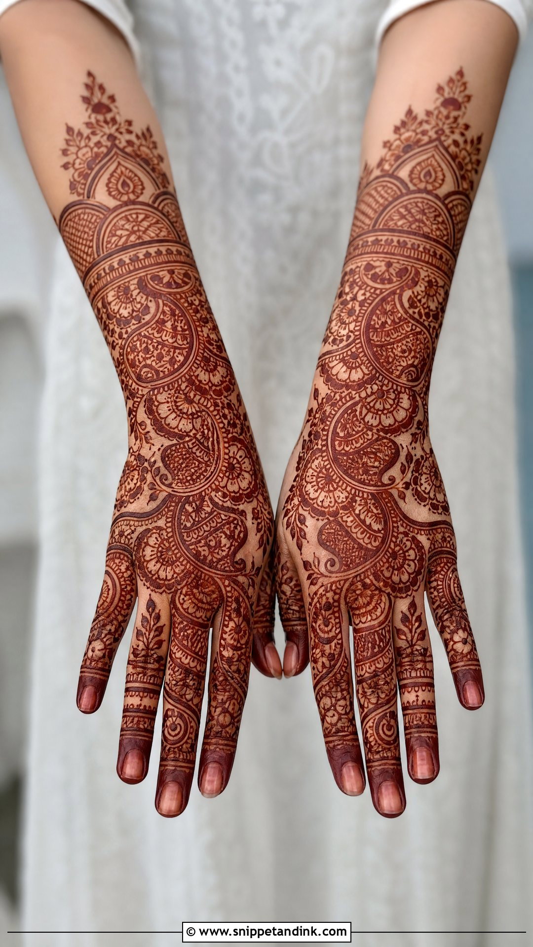 Full Back Hand Bridal Engagement Mehndi Design - Snippet and Ink - 20 Back Bridal Engagement Mehndi Designs