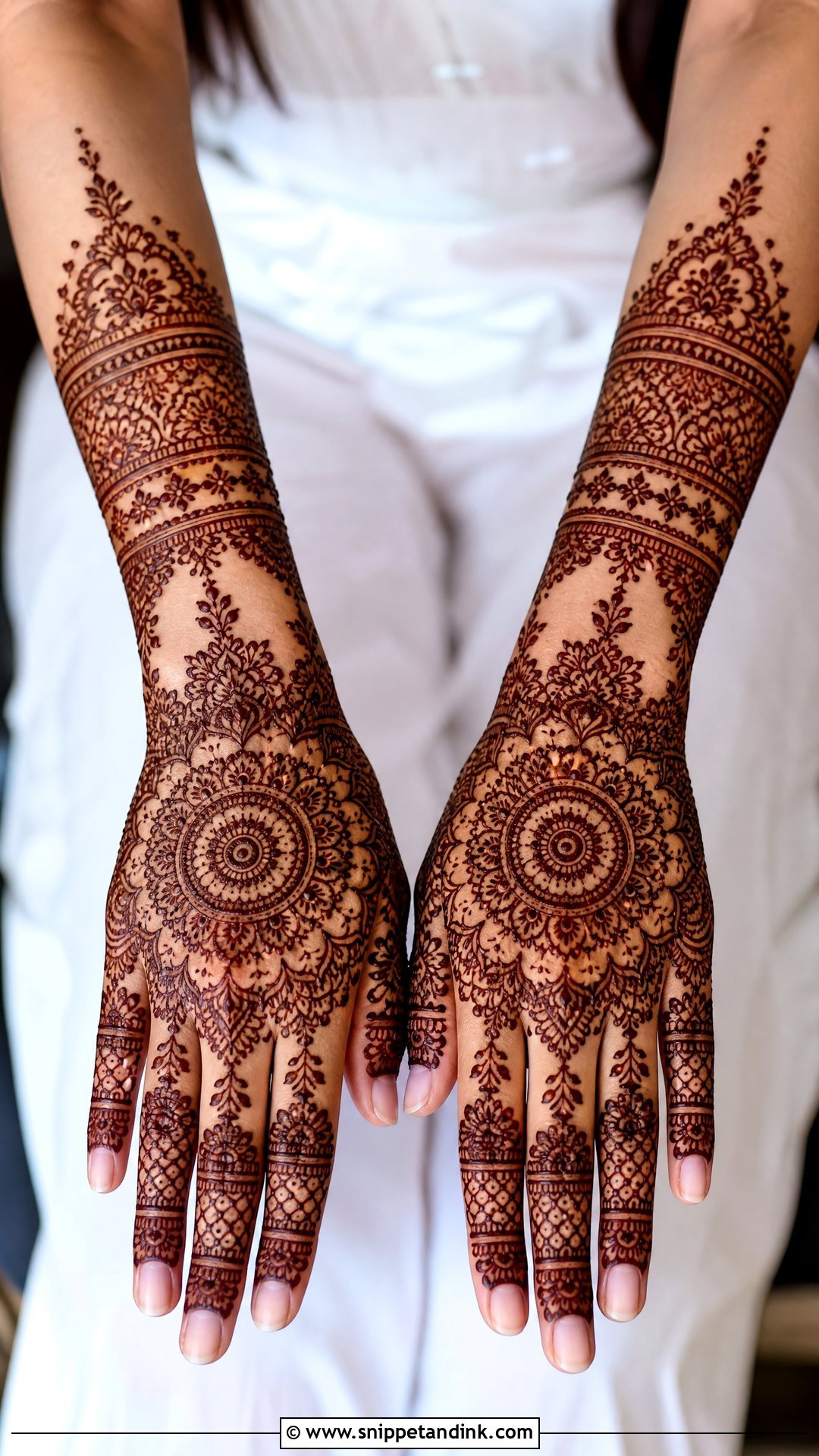 Full Back Hand Bridal Mehndi With Mandala - Snippet and Ink - 20 Bridal Back Full Hand Mehndi Designs