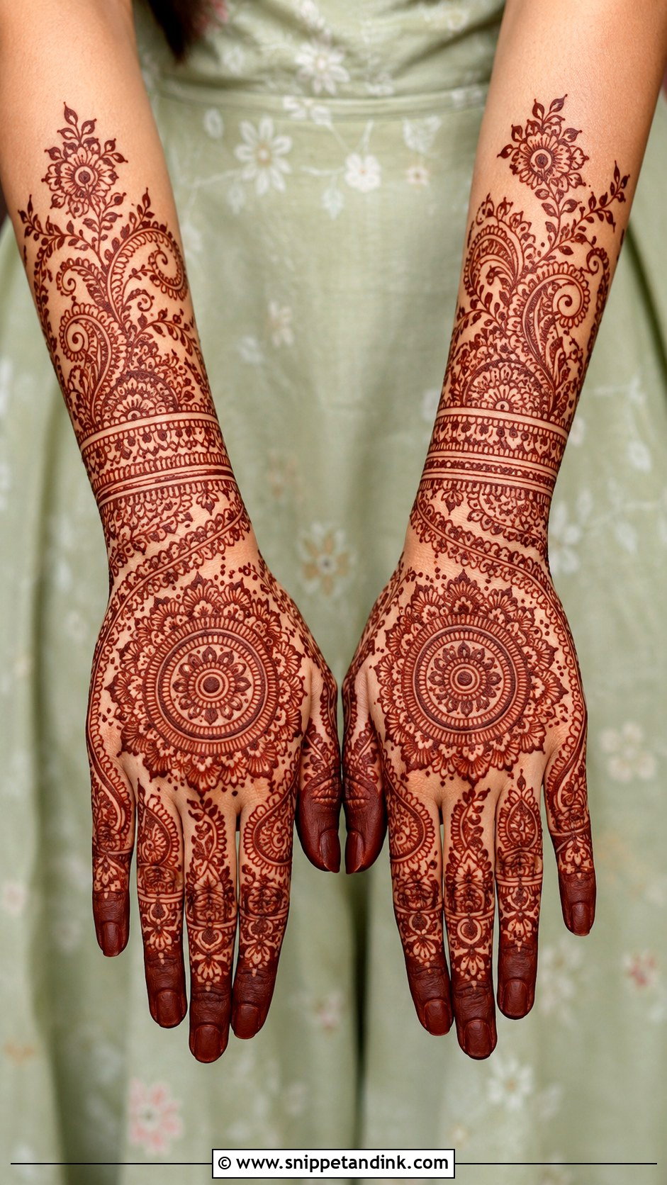 Full Back Hand Engagement Mehndi Design - Snippet and Ink - 30 Back Engagement Mehndi Designs