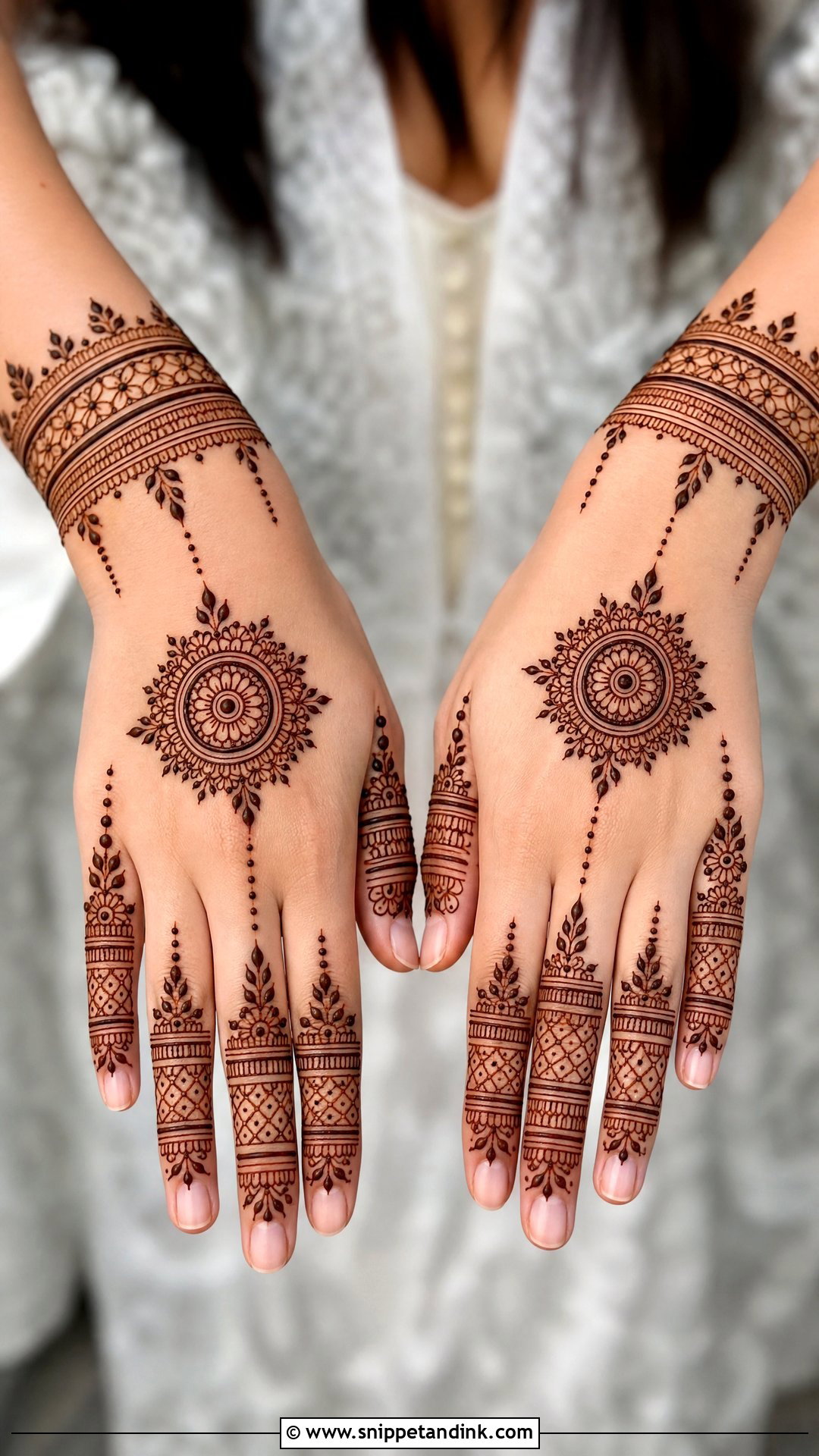 Full Back Hand Finger Mehndi Design - Snippet and Ink - 30 Full Back Hand Mehndi Designs