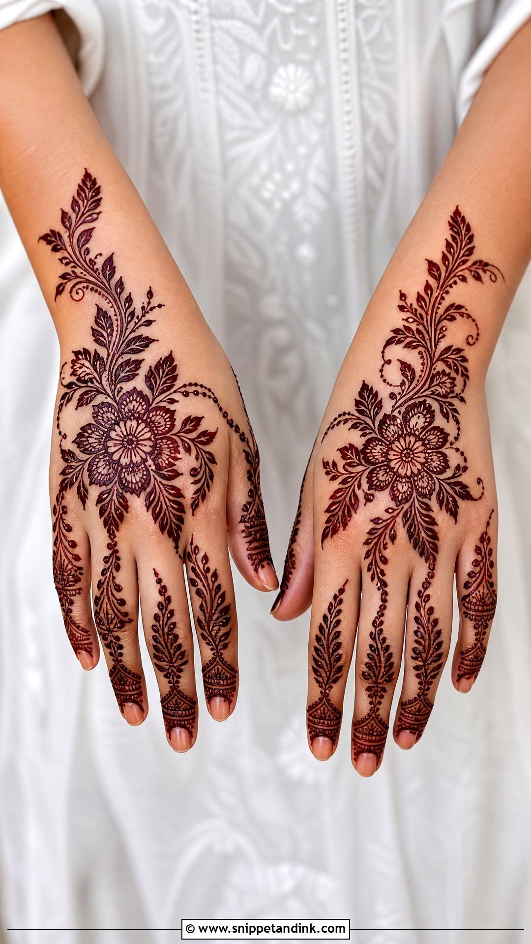 Full Back Hand Gulf Mehndi Design - Snippet and Ink - 30 Full Back Hand Mehndi Designs