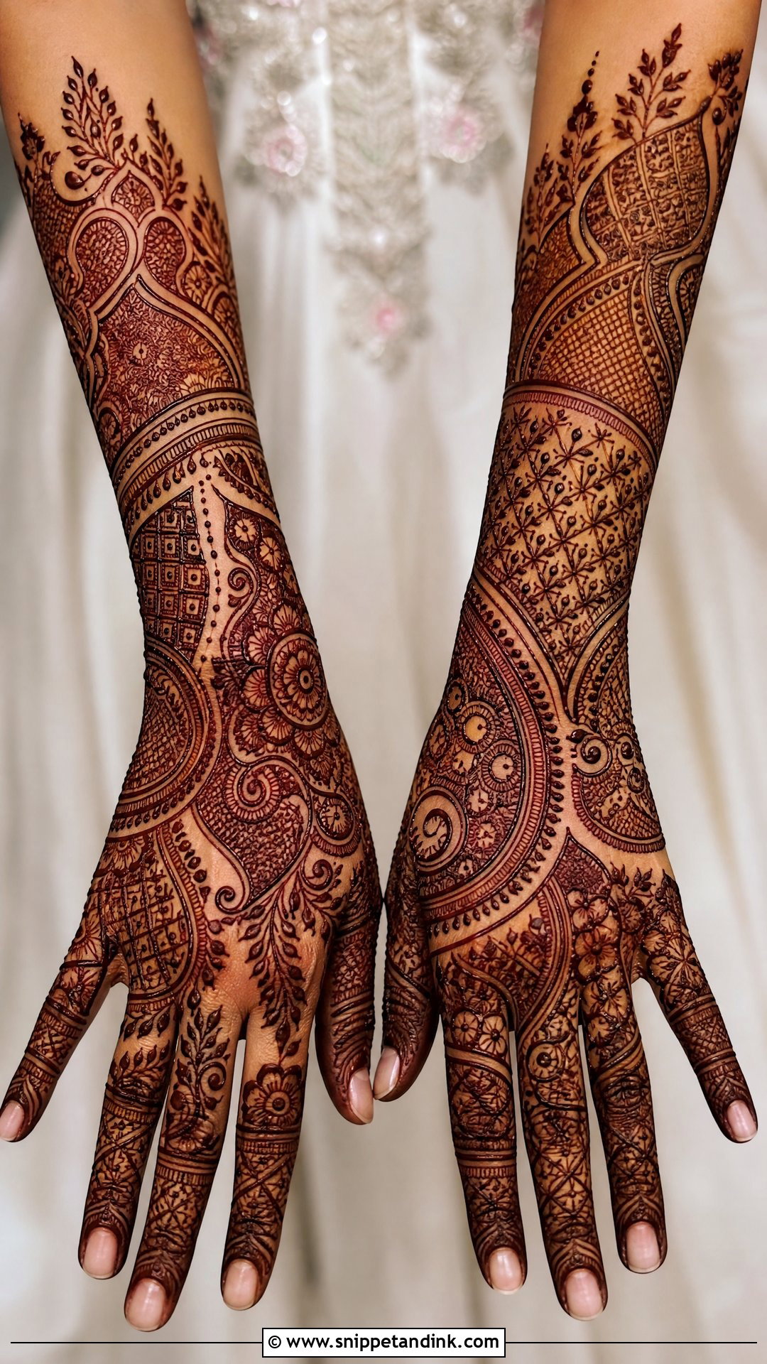 Full Back Hand Heavy Mehndi Design - Snippet and Ink - 30 Full Back Hand Mehndi Designs