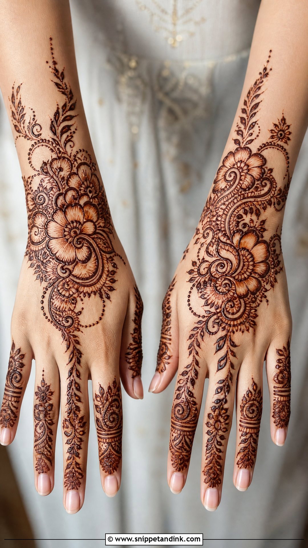 Full Back Hand Indo Arabic Mehndi Design - Snippet and Ink - 30 Full Back Hand Mehndi Designs