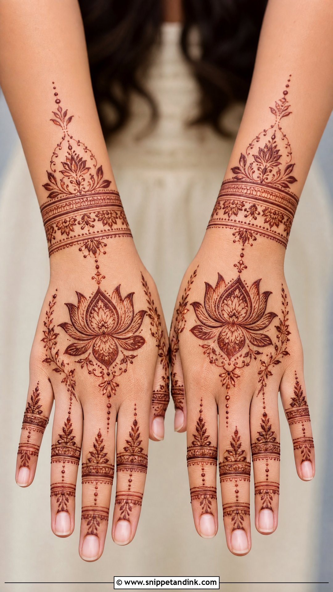 Full Back Hand Lotus Mehndi Design - Snippet and Ink - 30 Full Back Hand Mehndi Designs