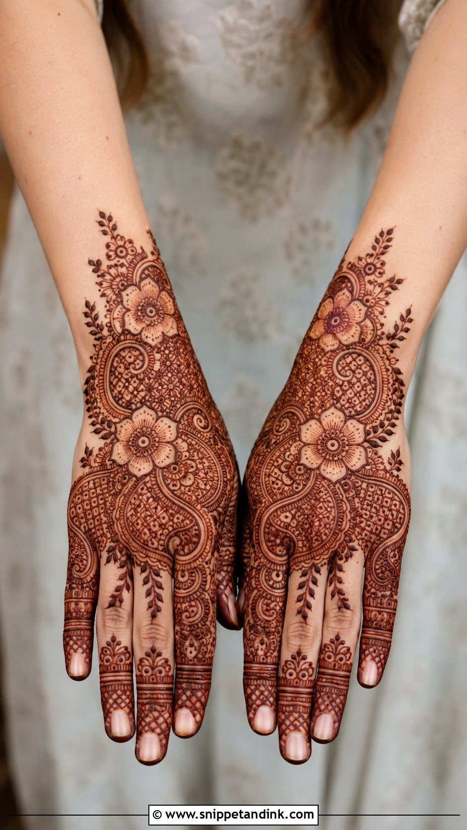 Full Back Hand Mehndi Design - Snippet and Ink - 35 Back Hand Mehndi Designs