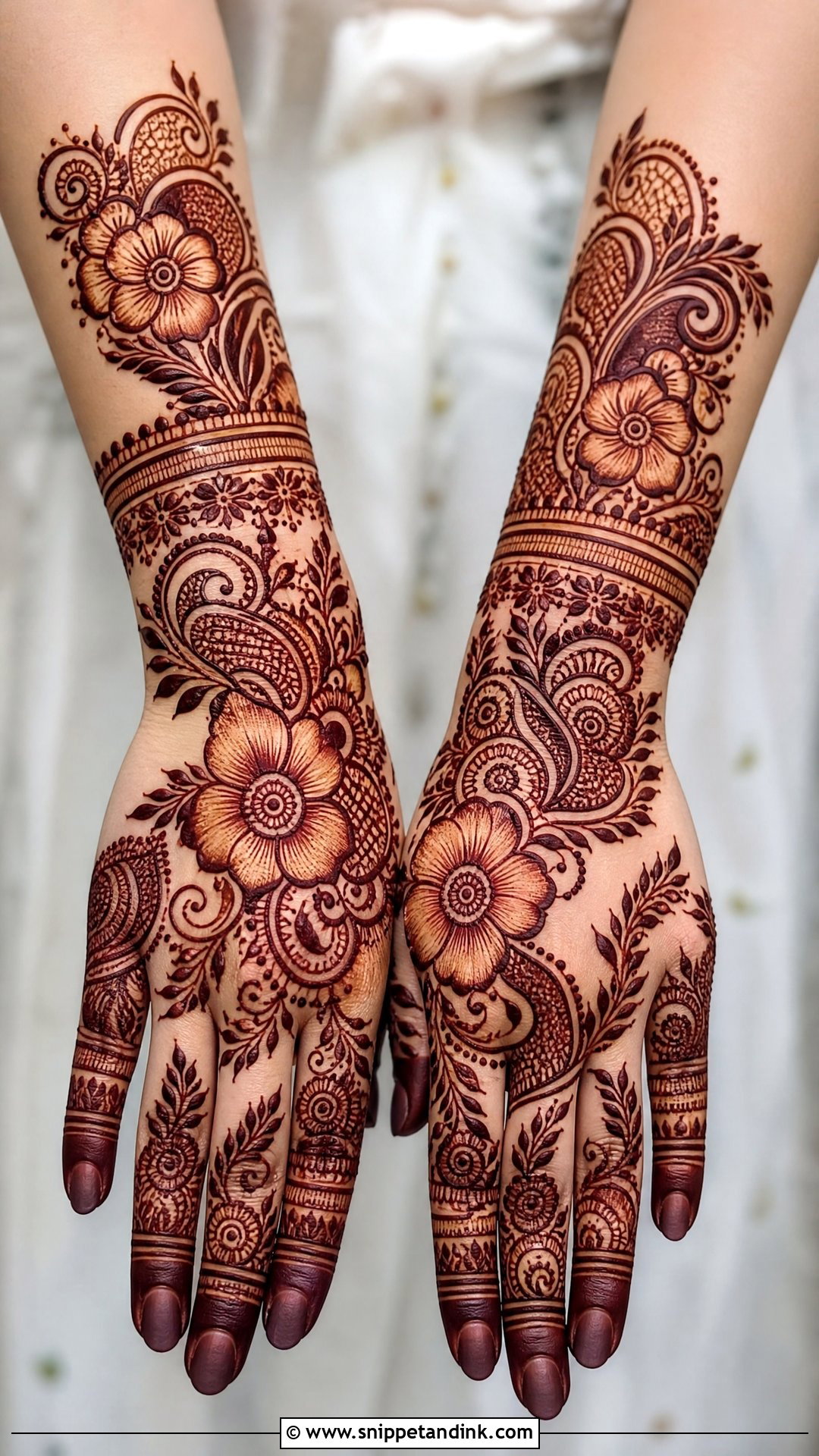 Full Back Hand Mehndi Design - Snippet and Ink - 35 Stylish Back Hand Mehndi Designs