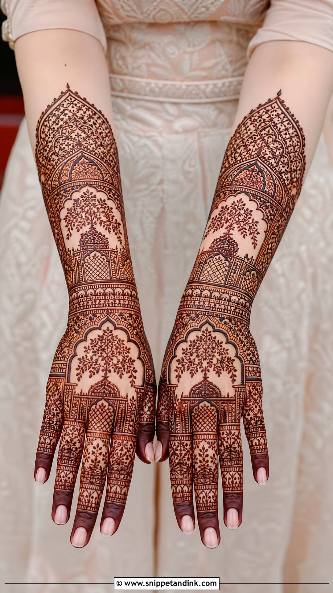 Full Back Hand Mughlai Mehndi Design - Snippet and Ink - 30 Full Back Hand Mehndi Designs