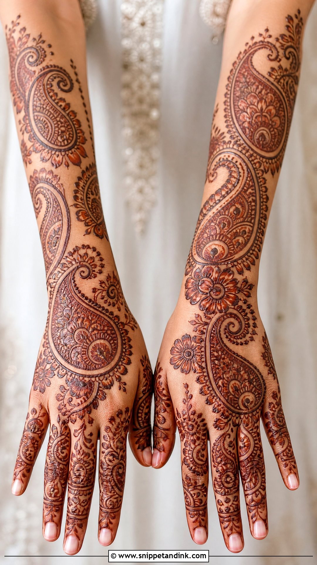 Full Back Hand Paisley Mehndi Design - Snippet and Ink - 30 Full Back Hand Mehndi Designs