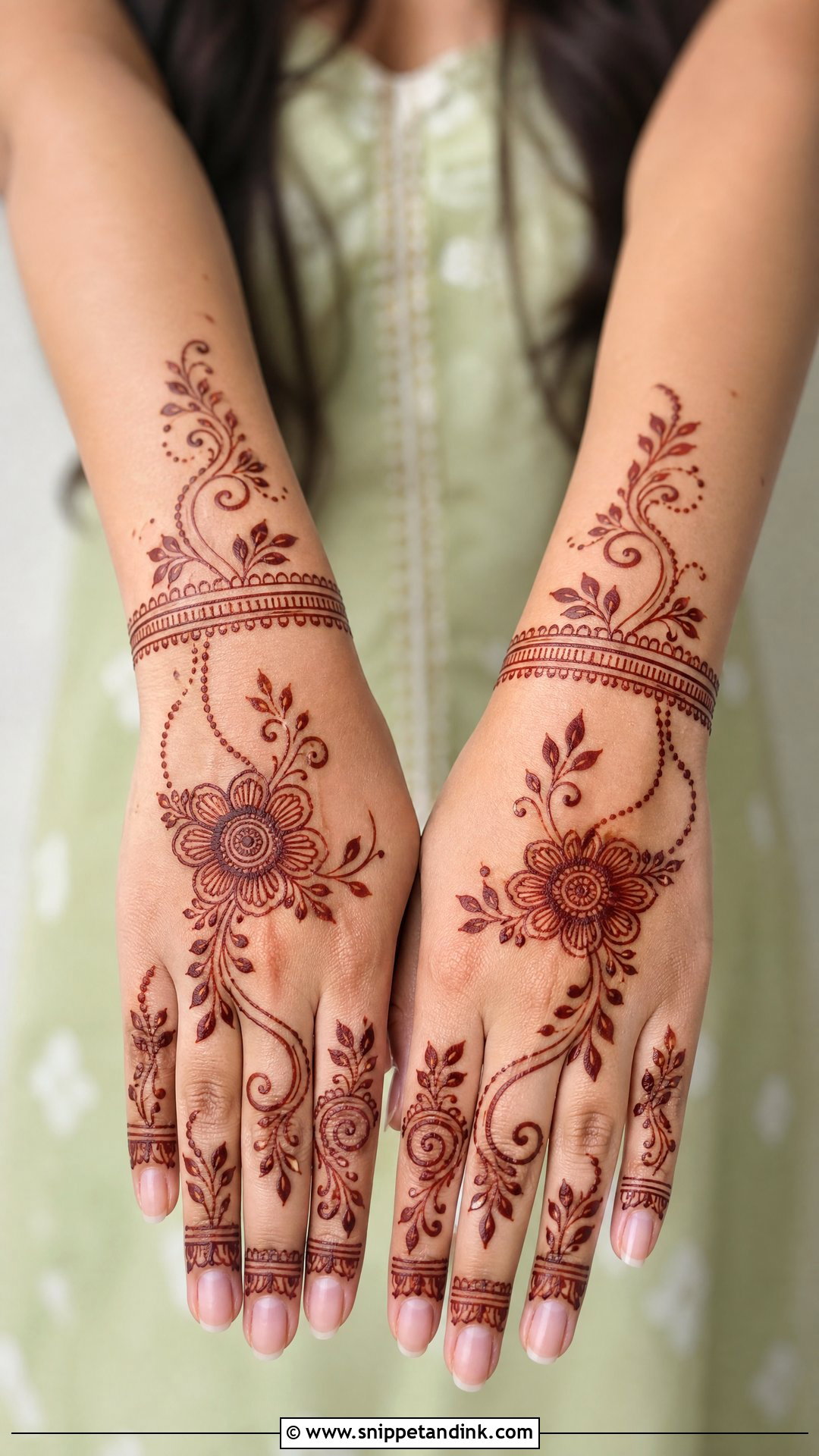 Full Back Hand Simple Mehndi Design - Snippet and Ink - 30 Full Back Hand Mehndi Designs